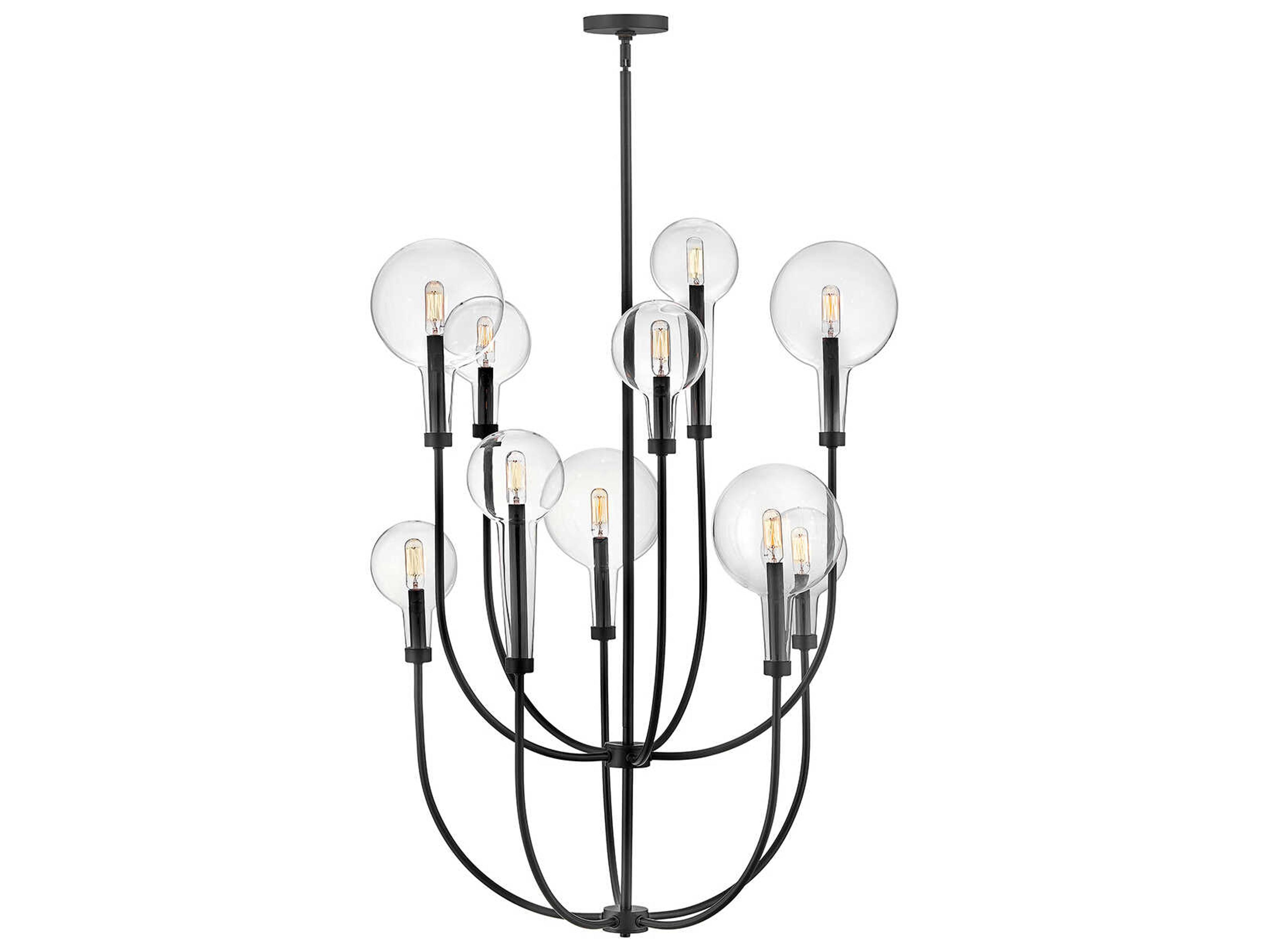Alchemy 10-Light Black Globe Tiered Chandelier