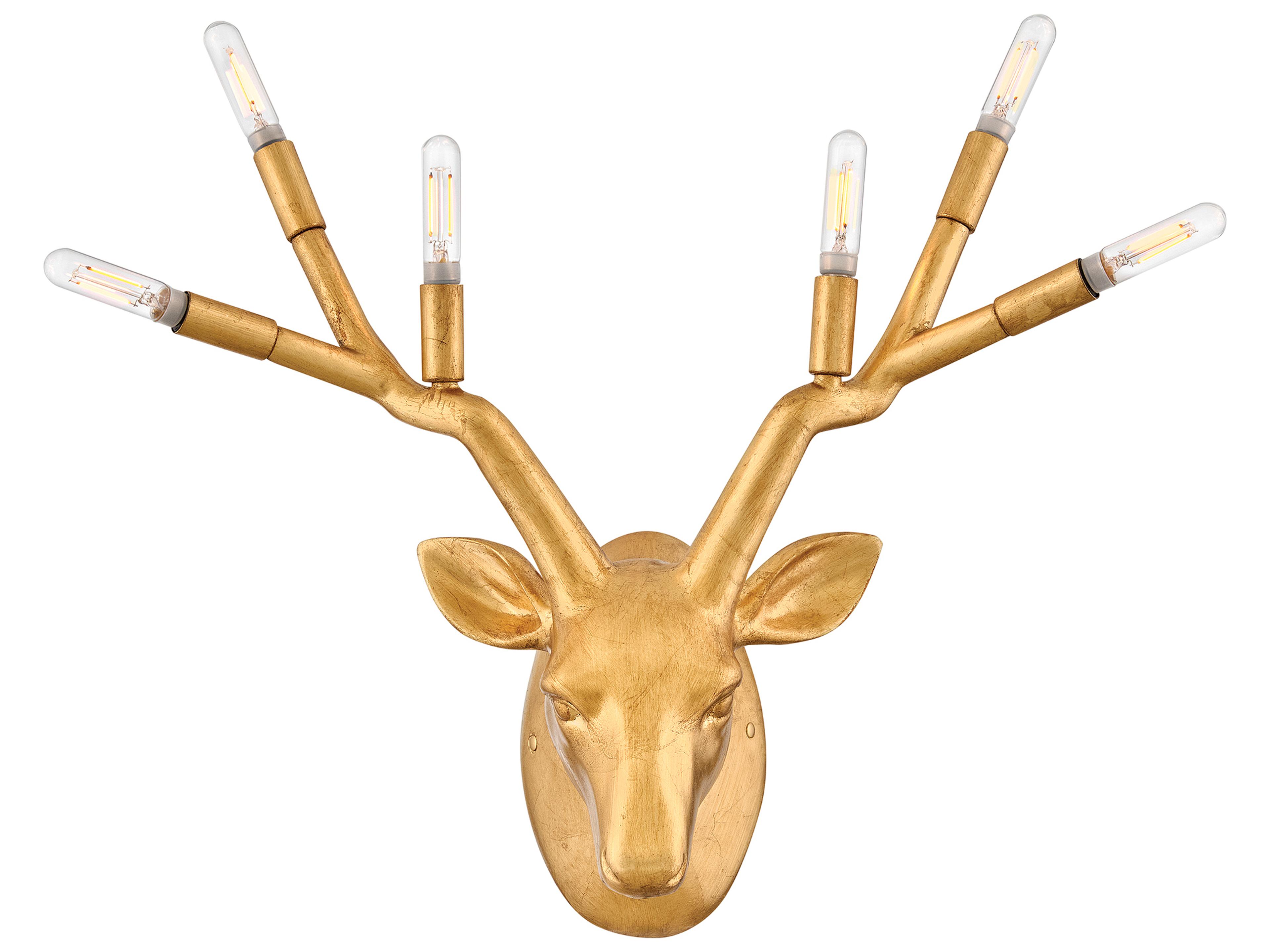 Stag 6-Light Distressed Brass Wall Sconce