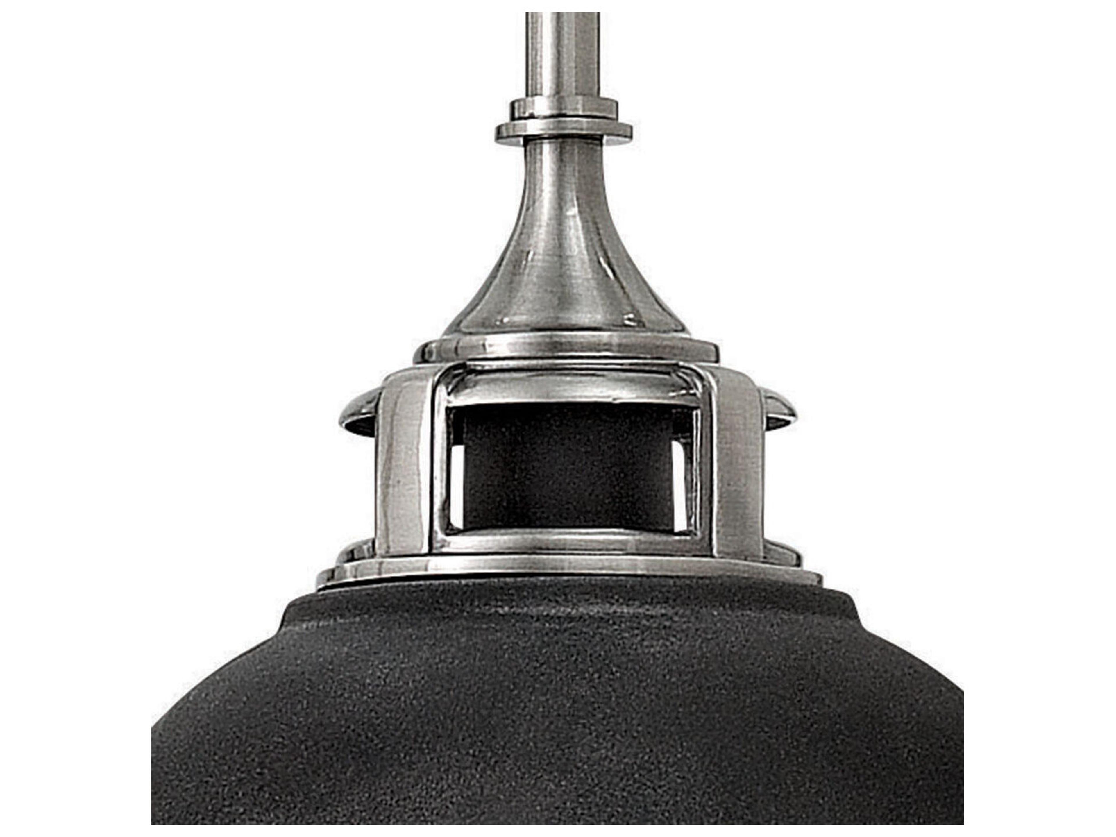 Hinkley Amelia 1-Light Aged Zinc Black Glass Bell Dome Mini Pendant