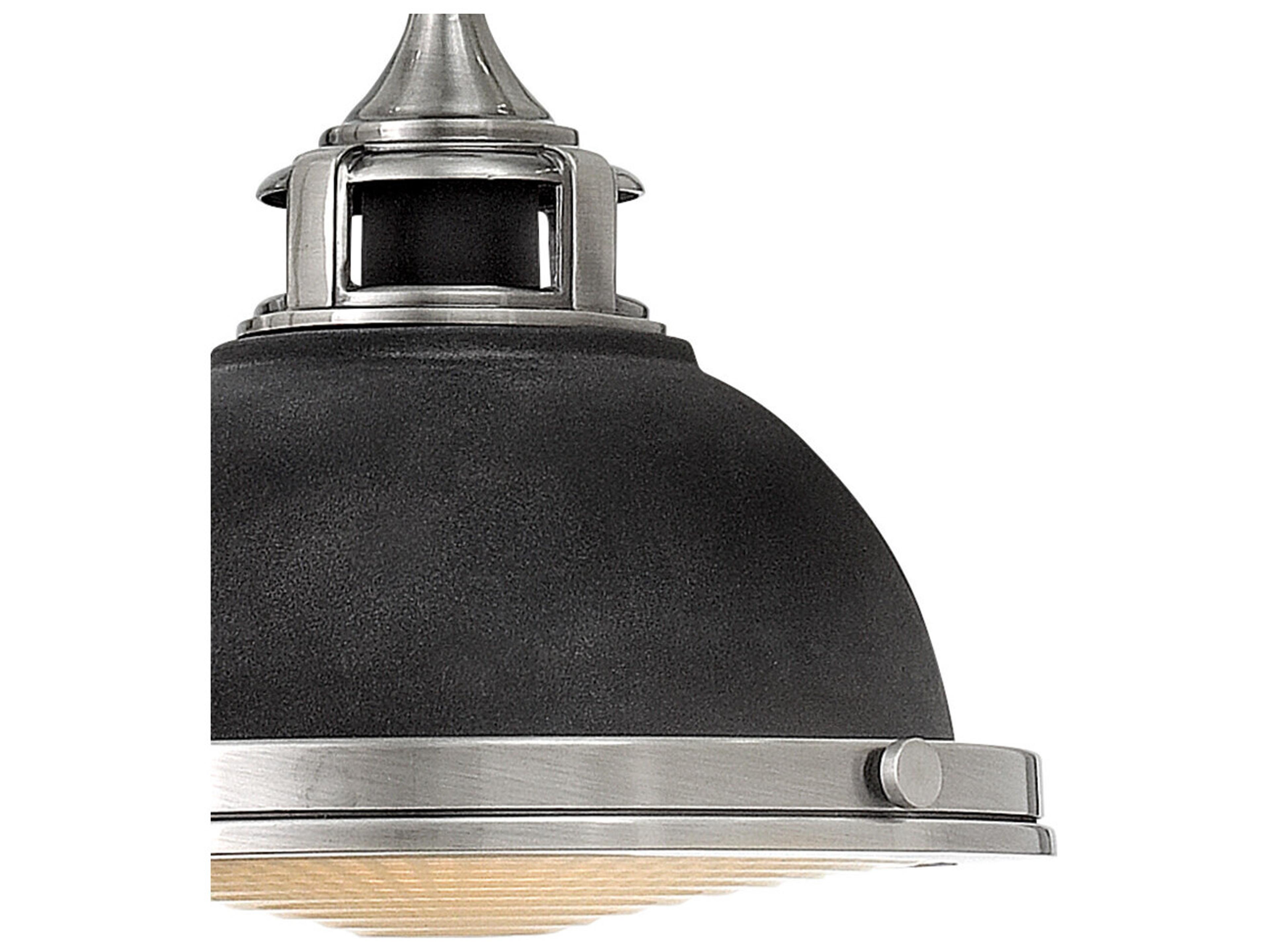 Hinkley Amelia 1-Light Aged Zinc Black Glass Bell Dome Mini Pendant