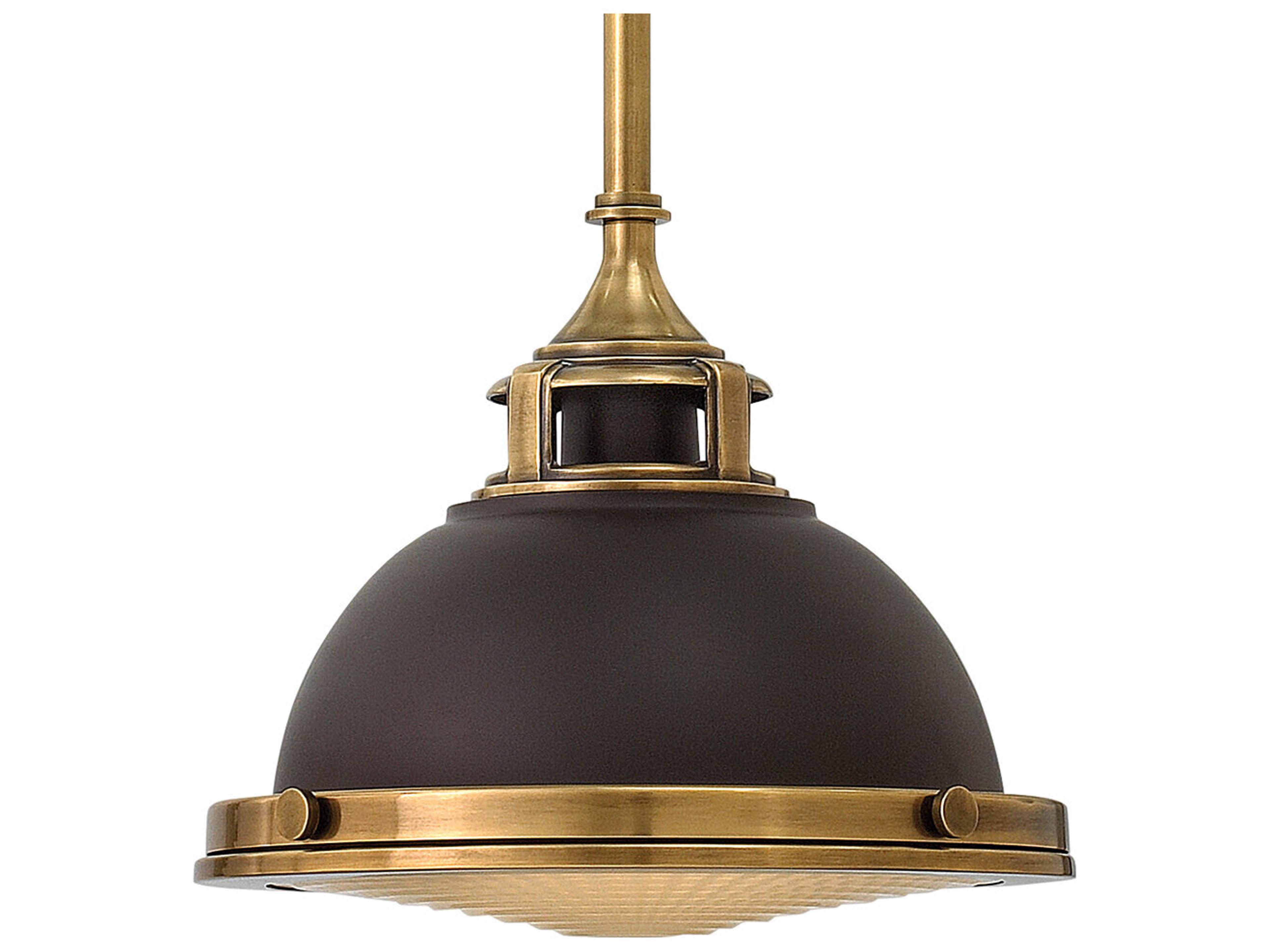 Hinkley Amelia 1-Light Buckeye Bronze Glass Bell Dome Mini Pendant