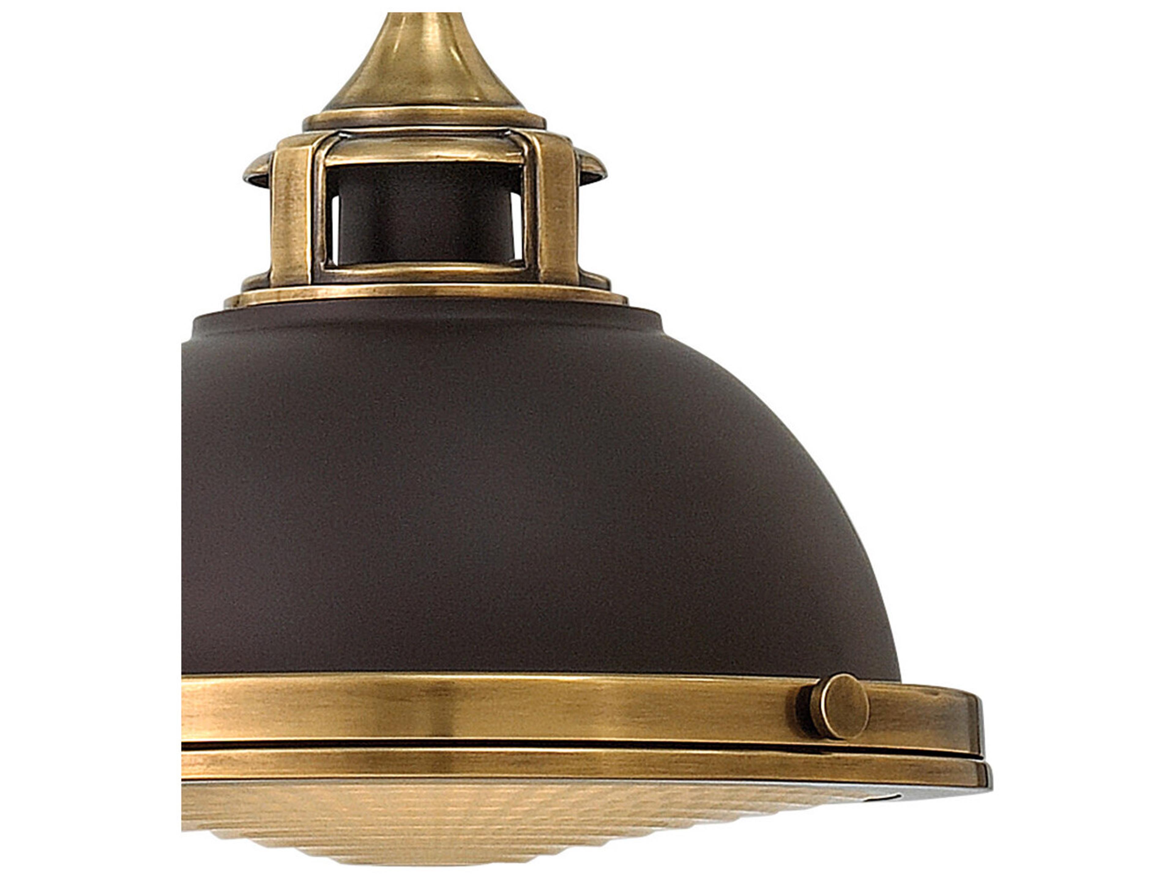 Hinkley Amelia 1-Light Buckeye Bronze Glass Bell Dome Mini Pendant