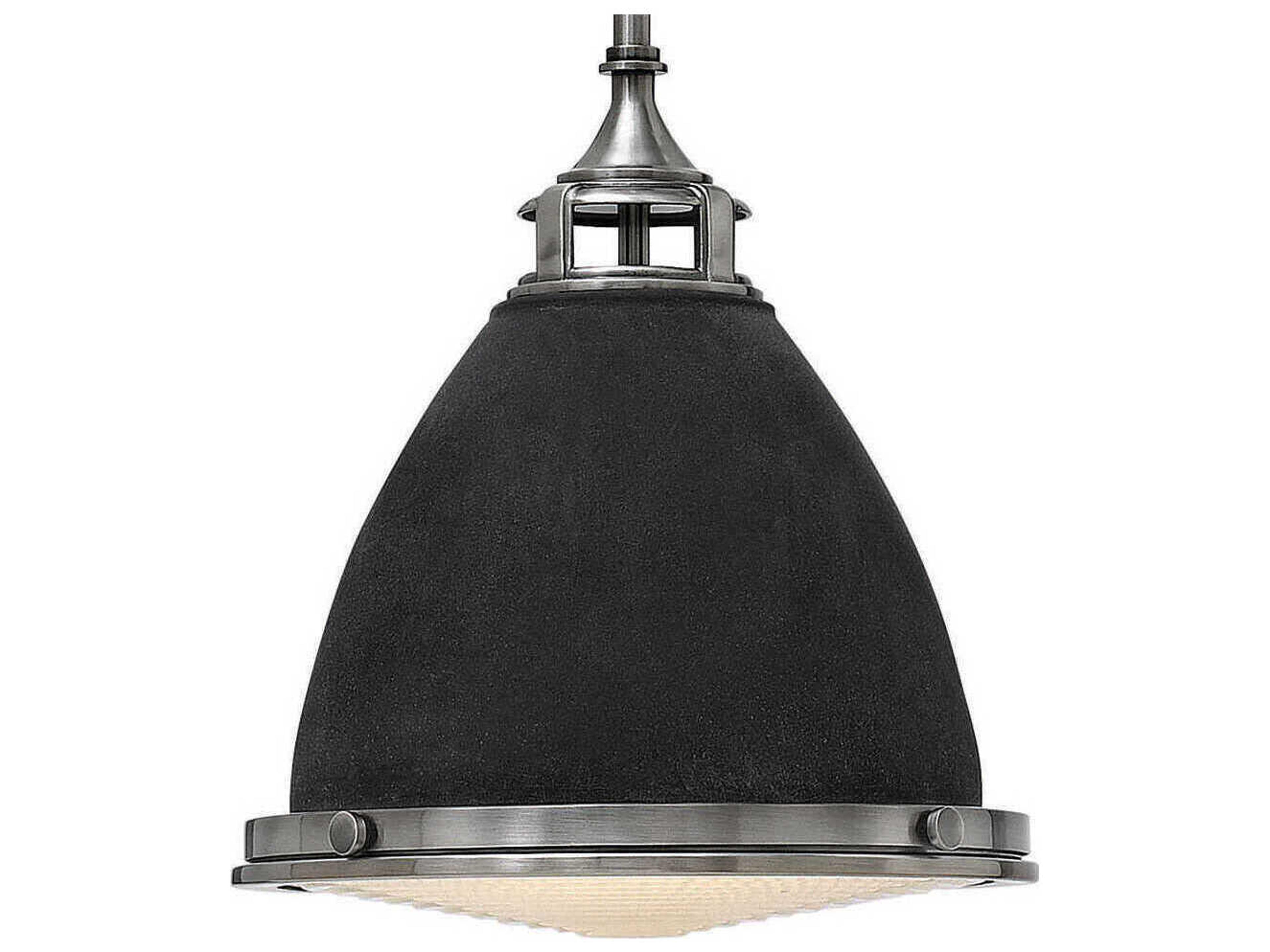 Hinkley Amelia 1-Light Aged Zinc Silver Glass Bell Dome Pendant