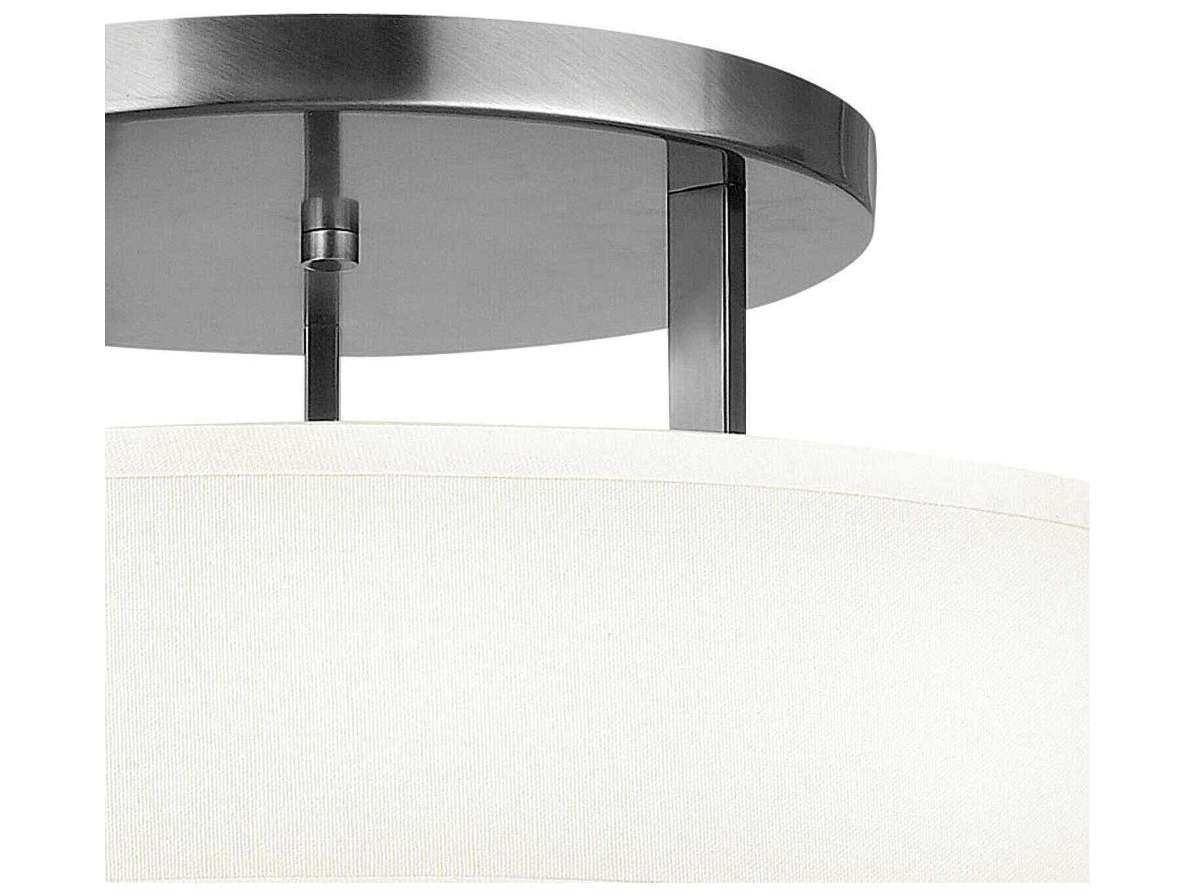 Hinkley Hampton 3-Light Antique Nickel Drum Semi Flush Mount
