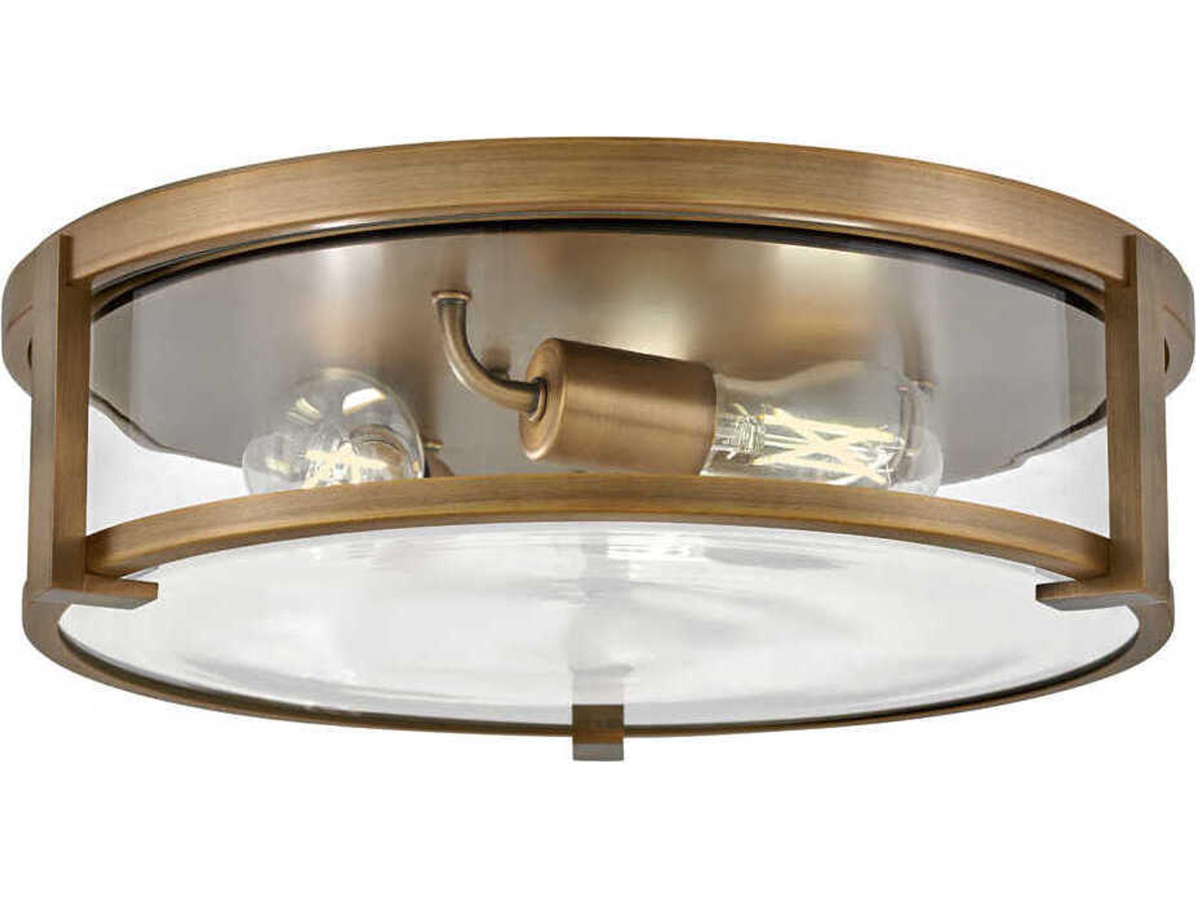 Lowell 3-Light Brushed Bronze Glass Flush Mount