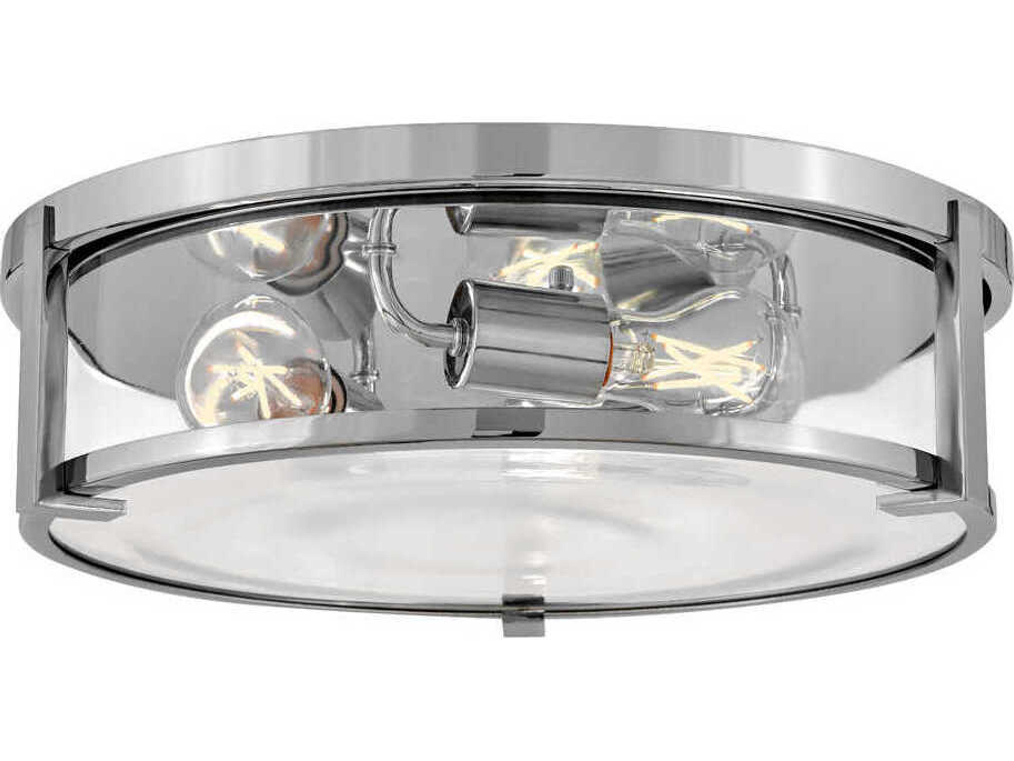 Lowell 3-Light Chrome Glass Flush Mount