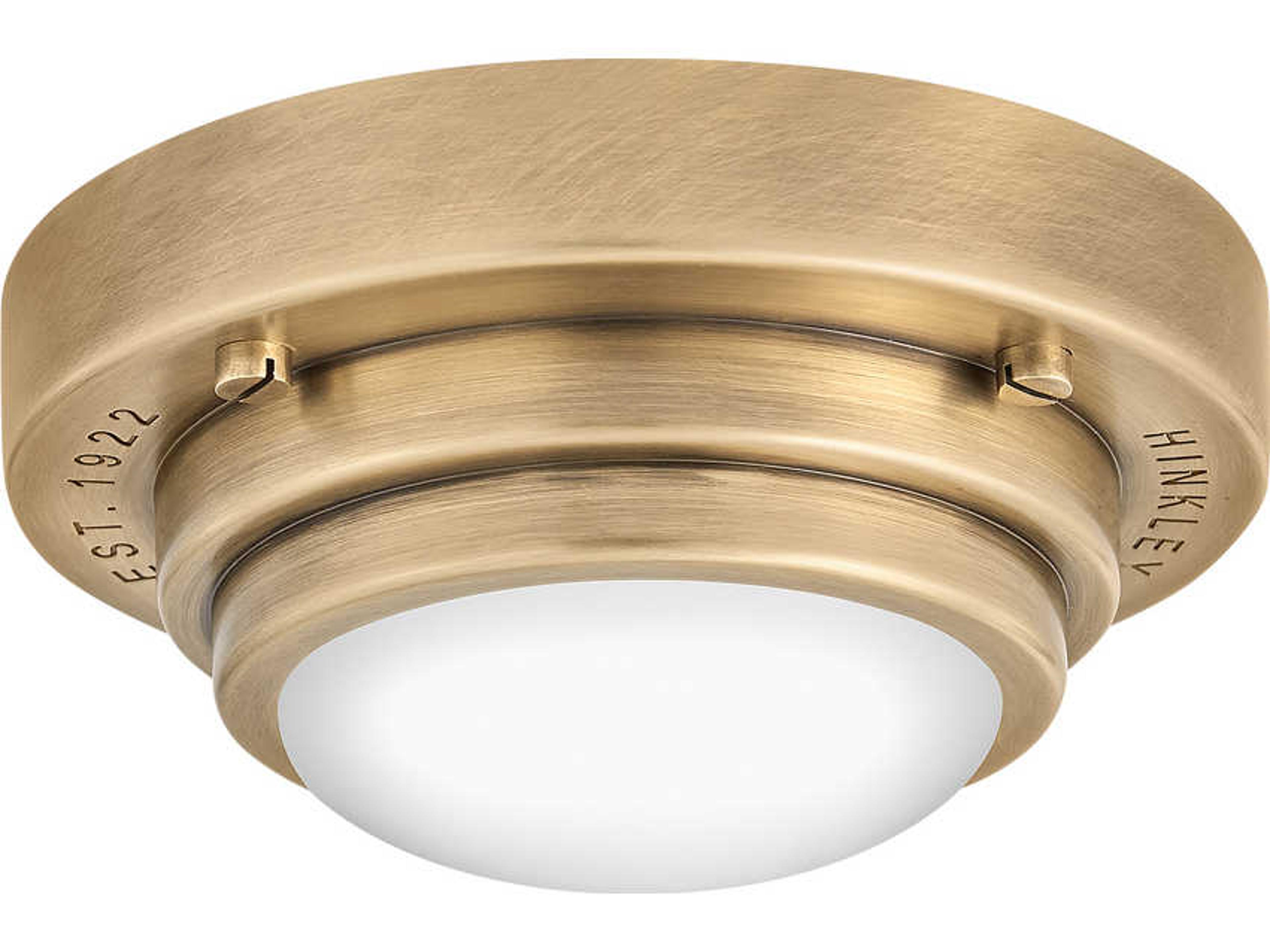 Porte Heritage Brass Glass LED Round Flush Mount