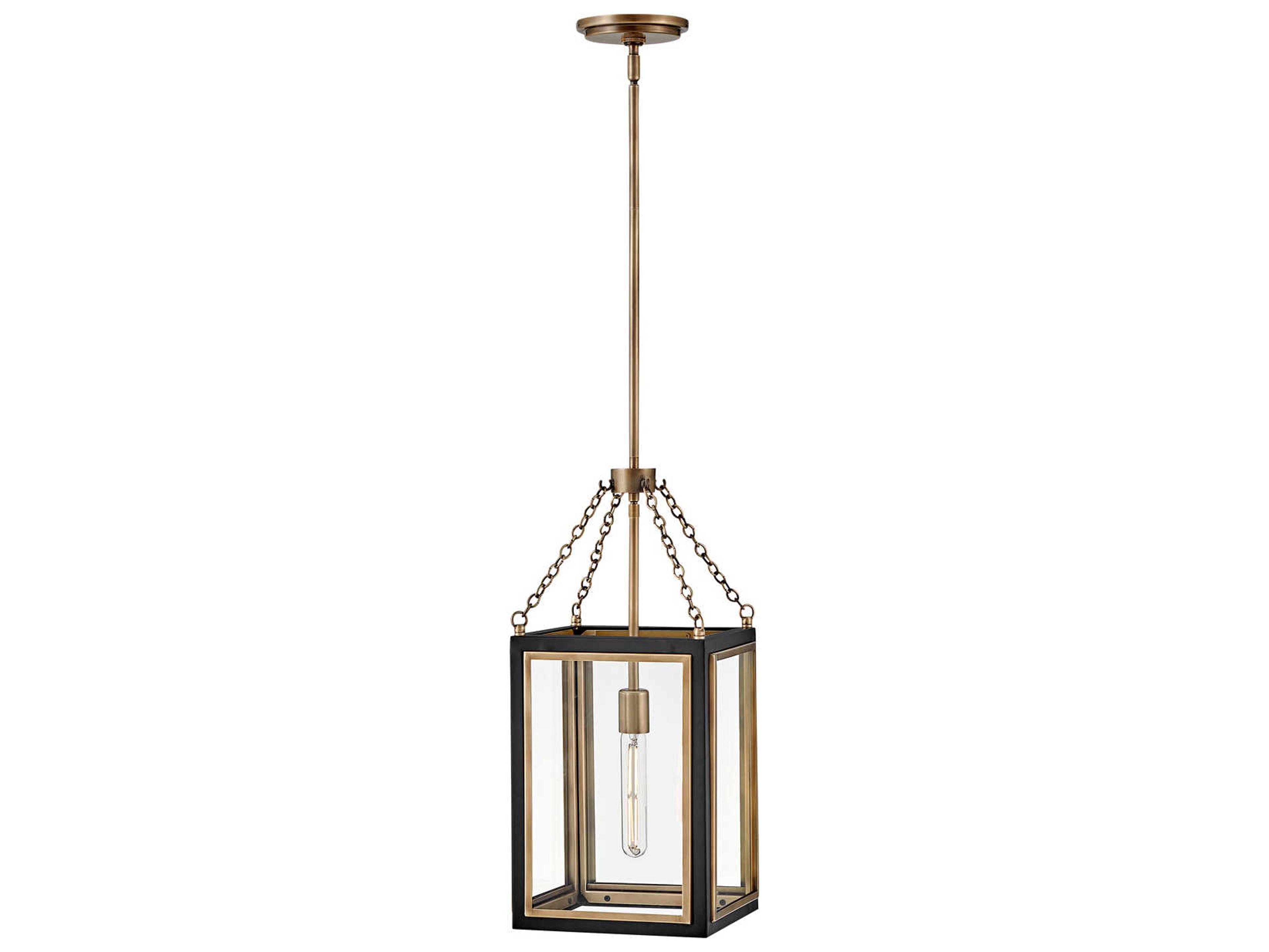 Shaw 1-Light Black Heritage Brass Glass Mini Pendant