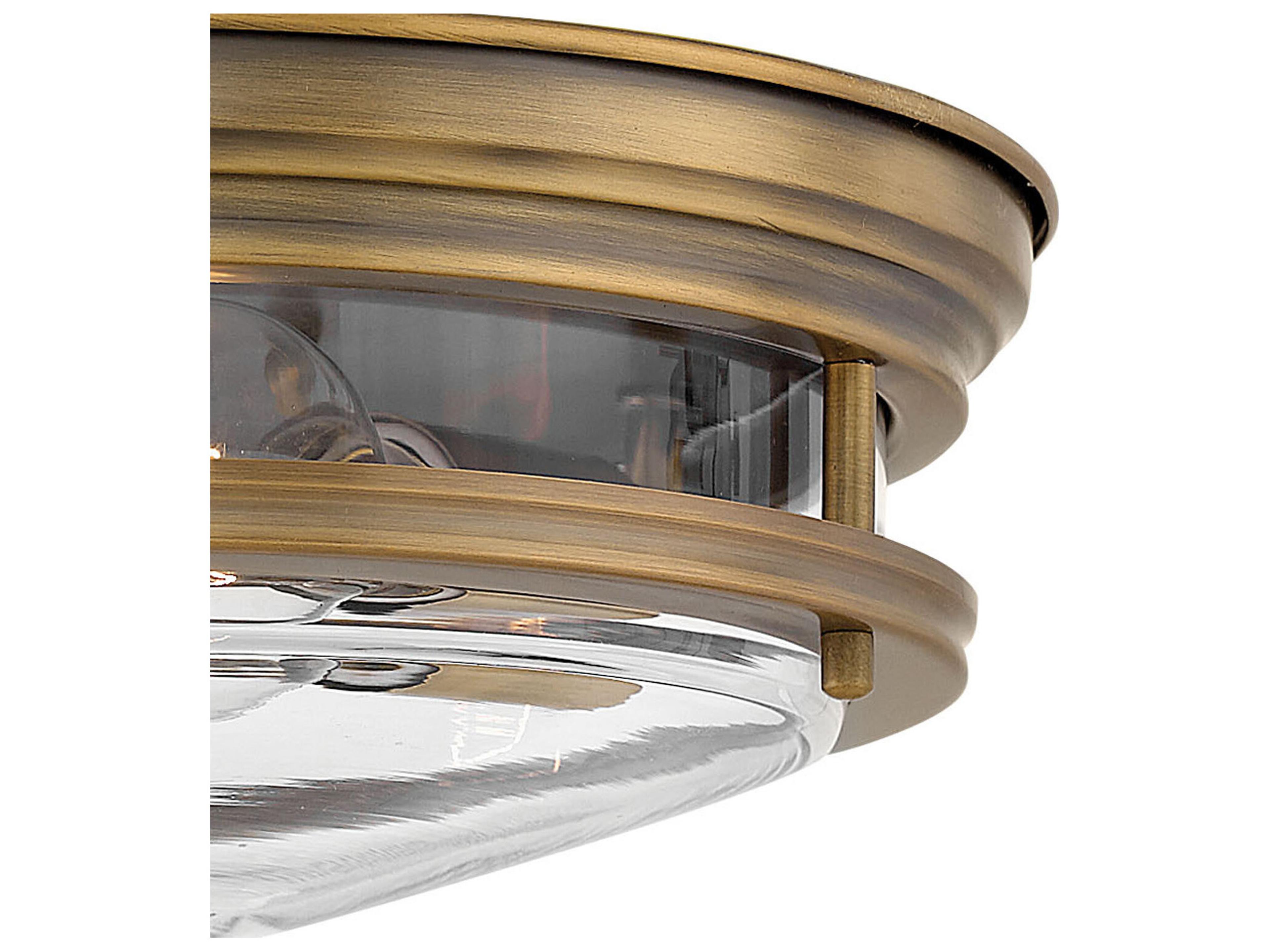 Hinkley Hadley 2-Light Brushed Bronze With Clear Glass Drum Flush Mount