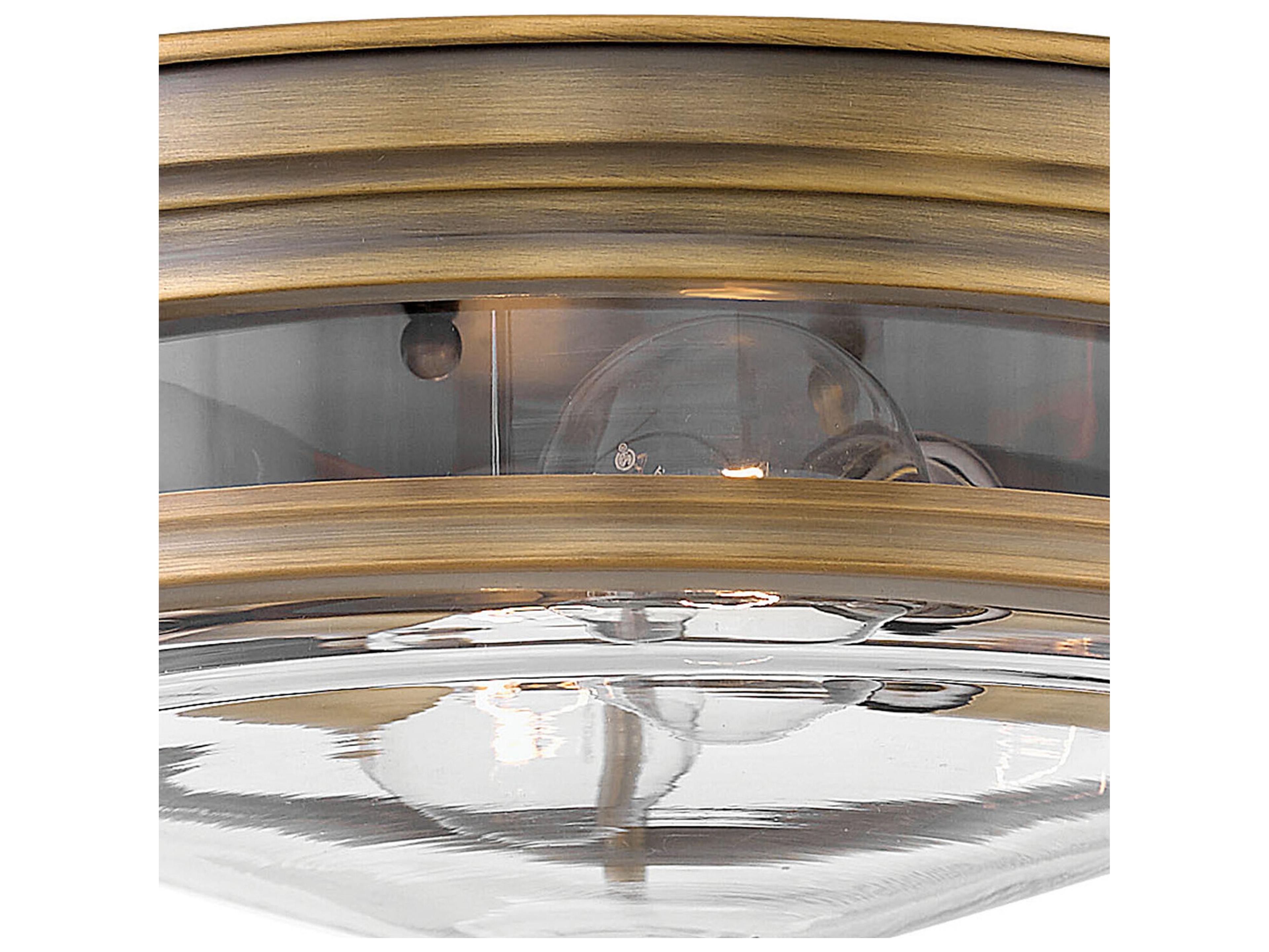 Hinkley Hadley 2-Light Brushed Bronze With Clear Glass Drum Flush Mount