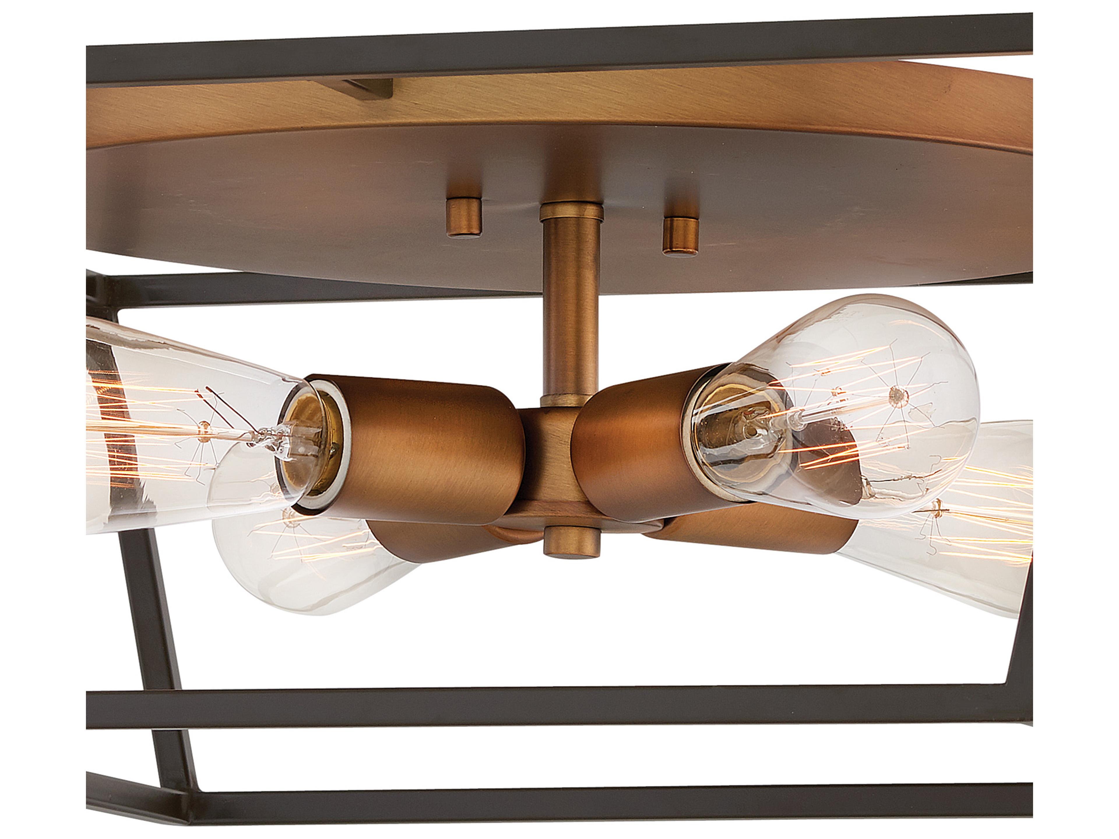 Hinkley Fulton 4-Light Bronze Geometric Flush Mount