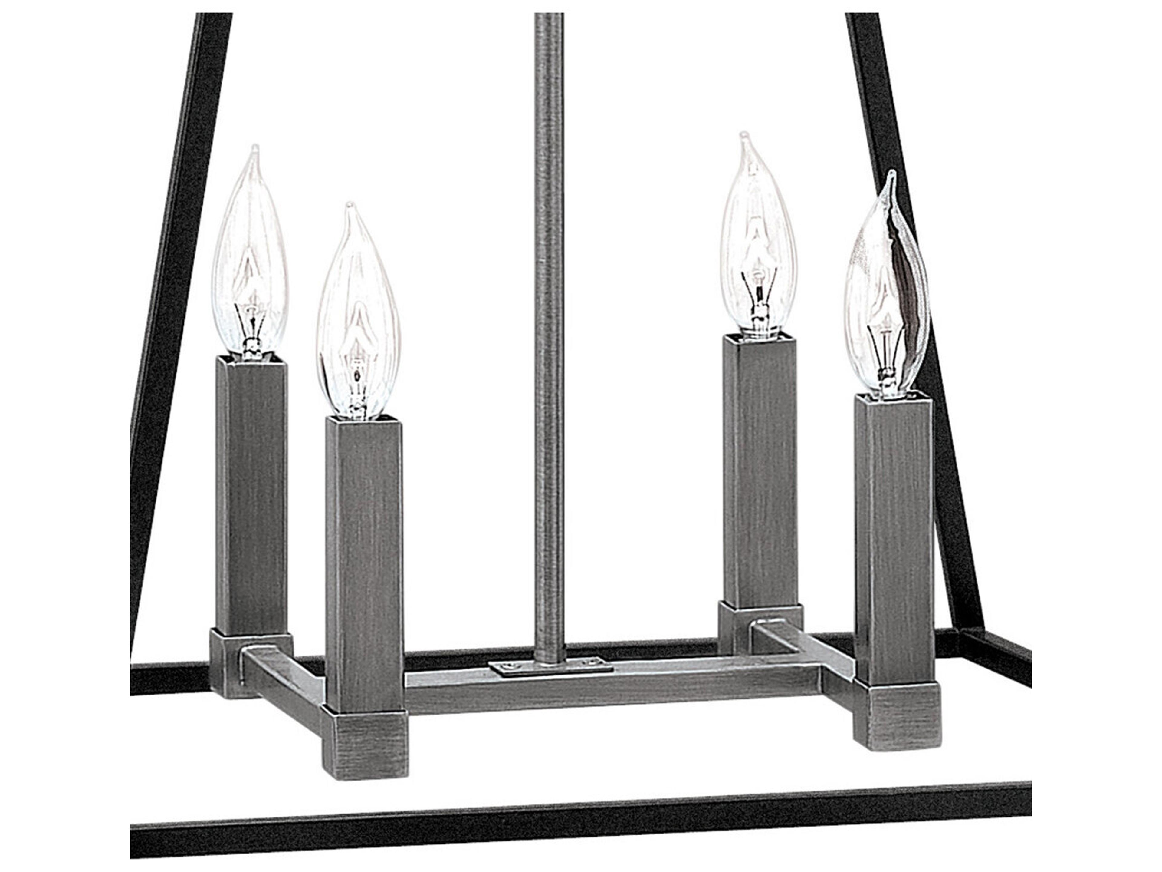 Hinkley Fulton 4-Light Aged Zinc Bronze Candelabra Chandelier