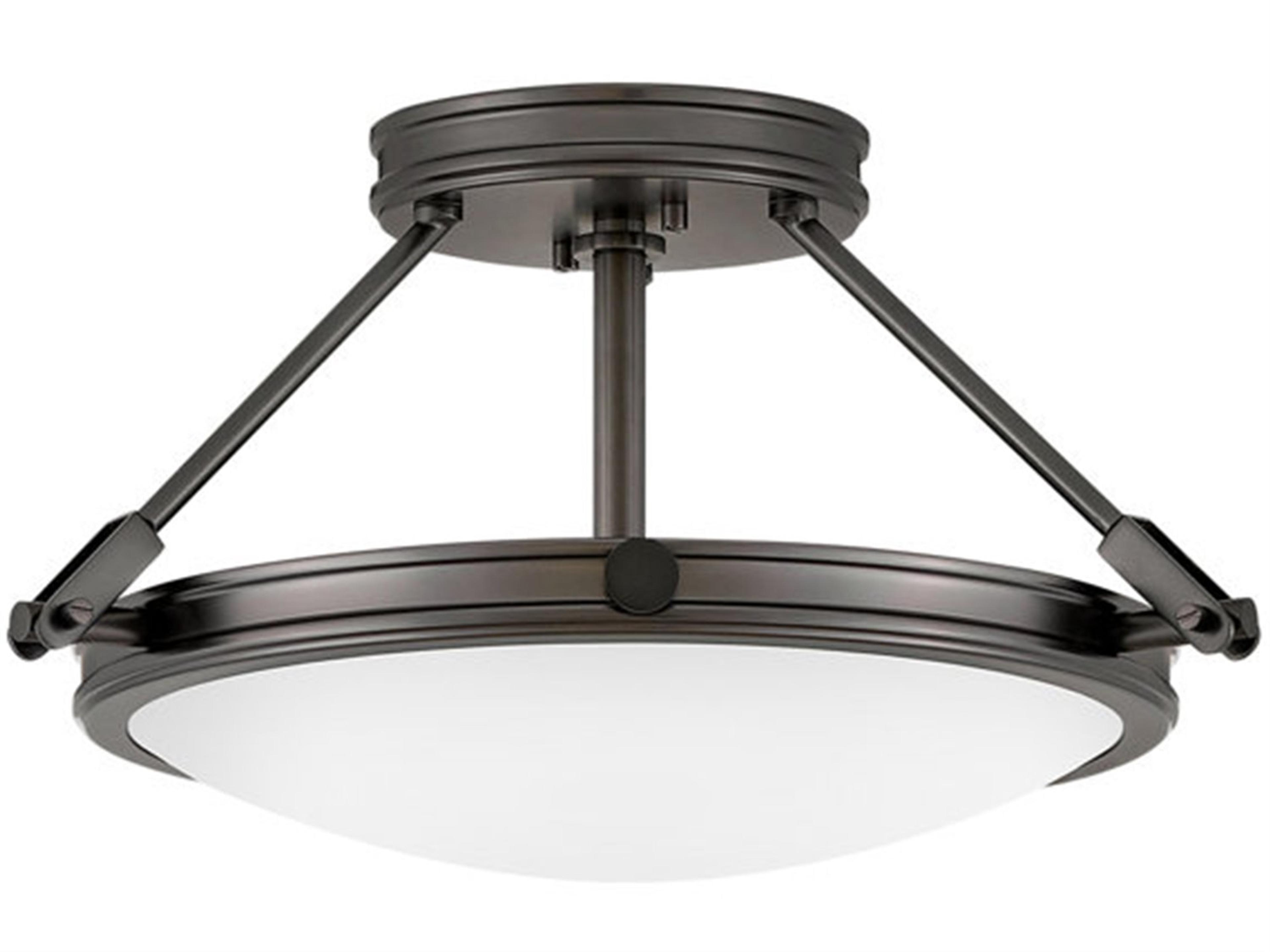 Collier 3-Light Black Oxide Glass Bowl Semi Flush Mount