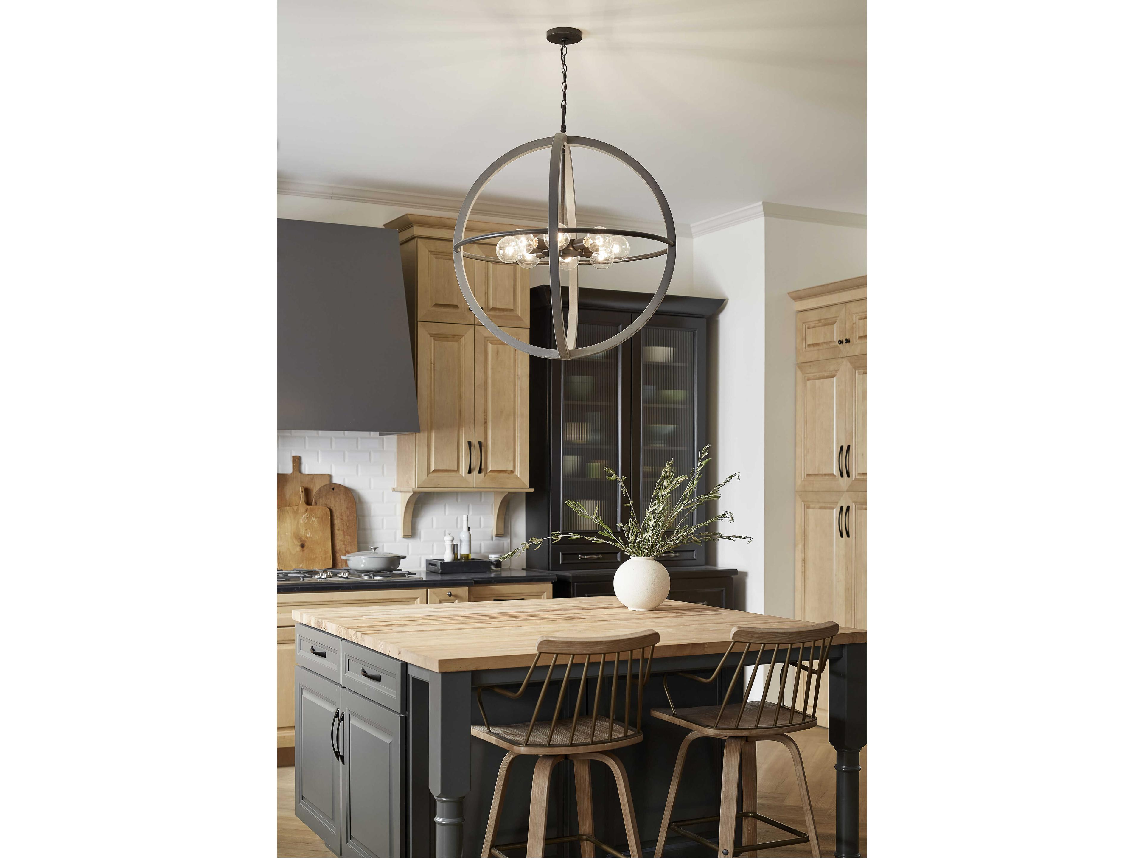 Hinkley 8-Light Dark Cement Bronze Globe Pendant