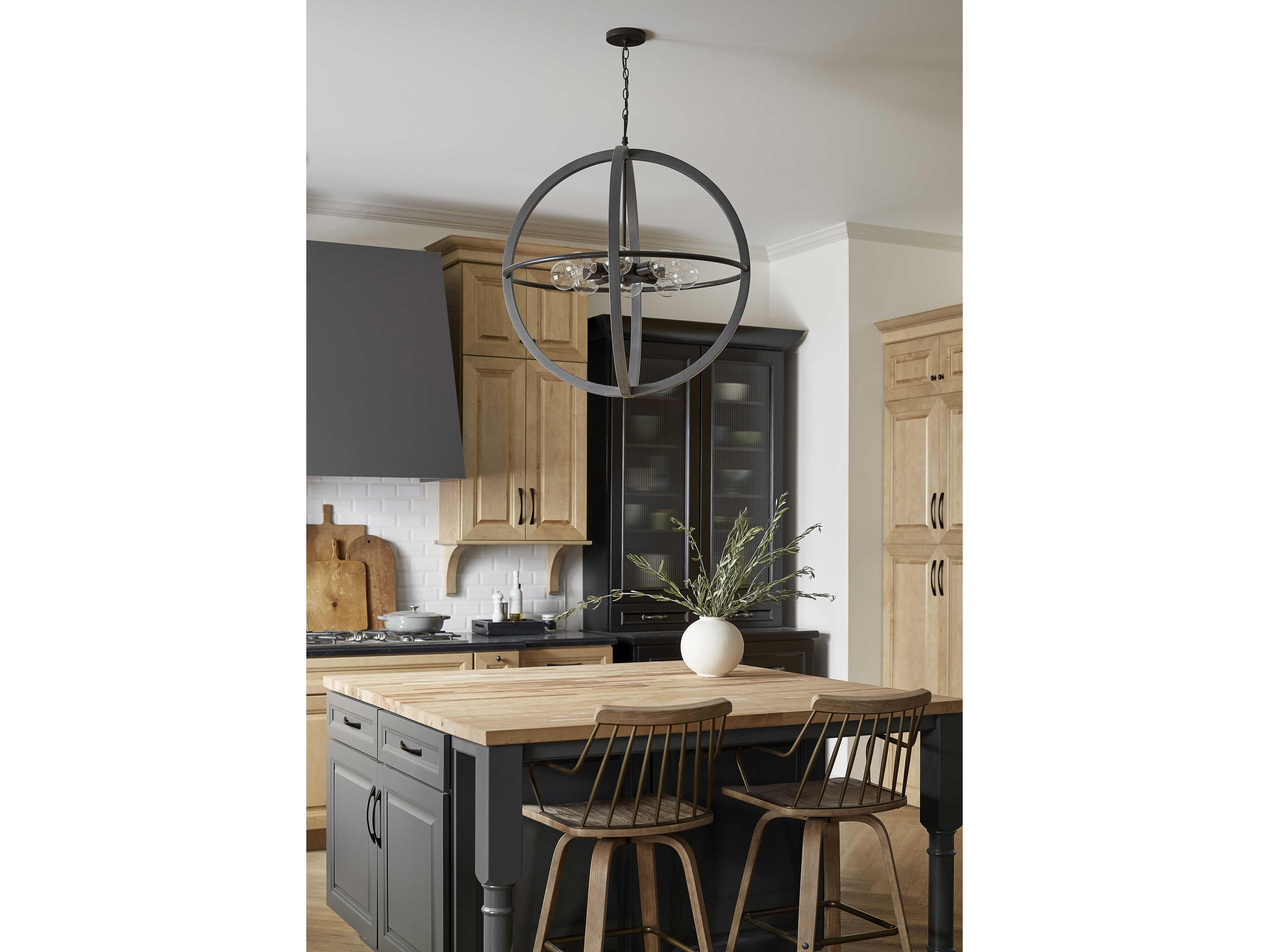 Hinkley 8-Light Dark Cement Bronze Globe Pendant