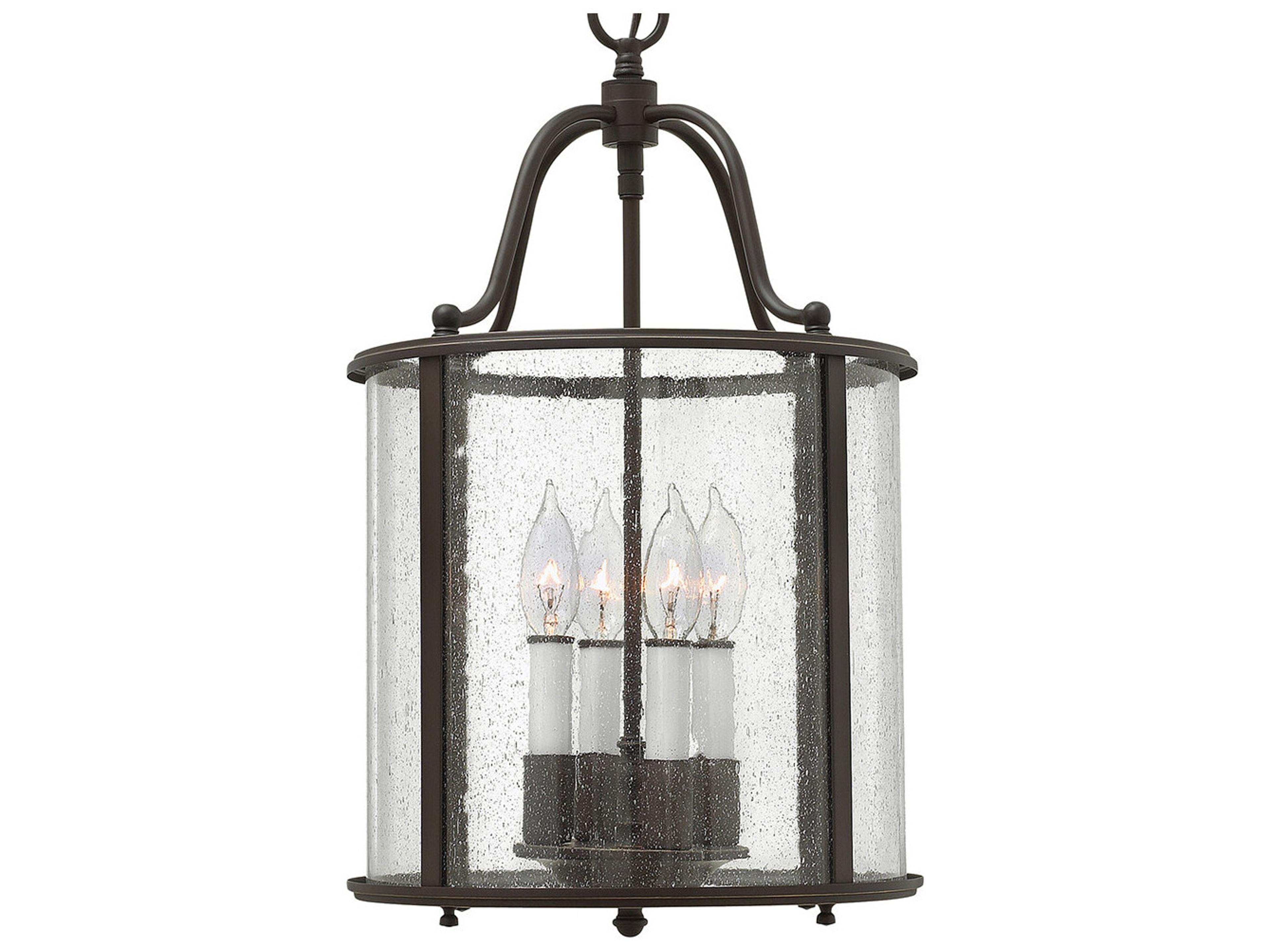 Hinkley Gentry 4-Light Olde Bronze Glass Candelabra Chandelier
