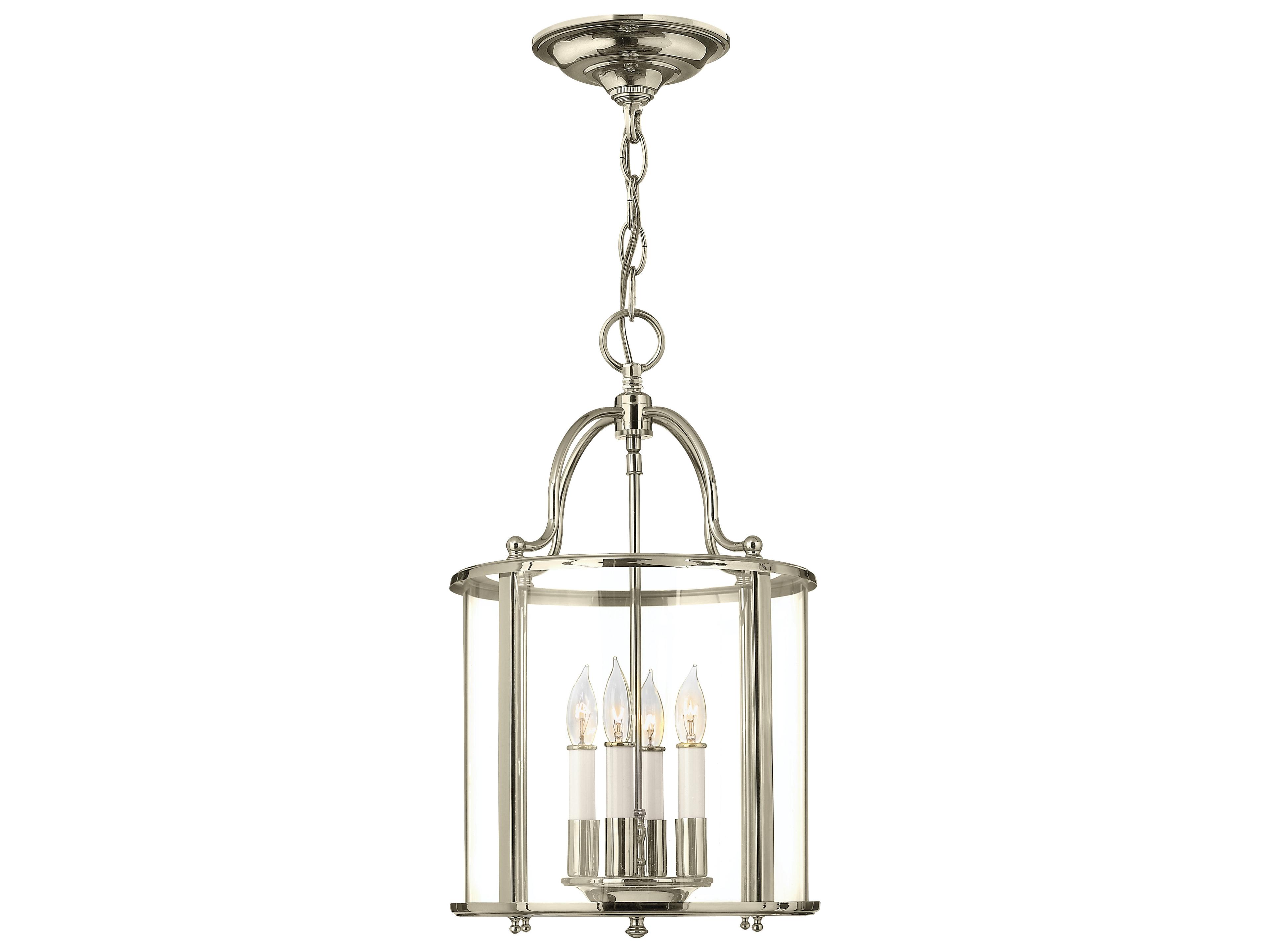 Gentry 4-Light Polished Nickel Glass Candelabra Cylinder Chandelier
