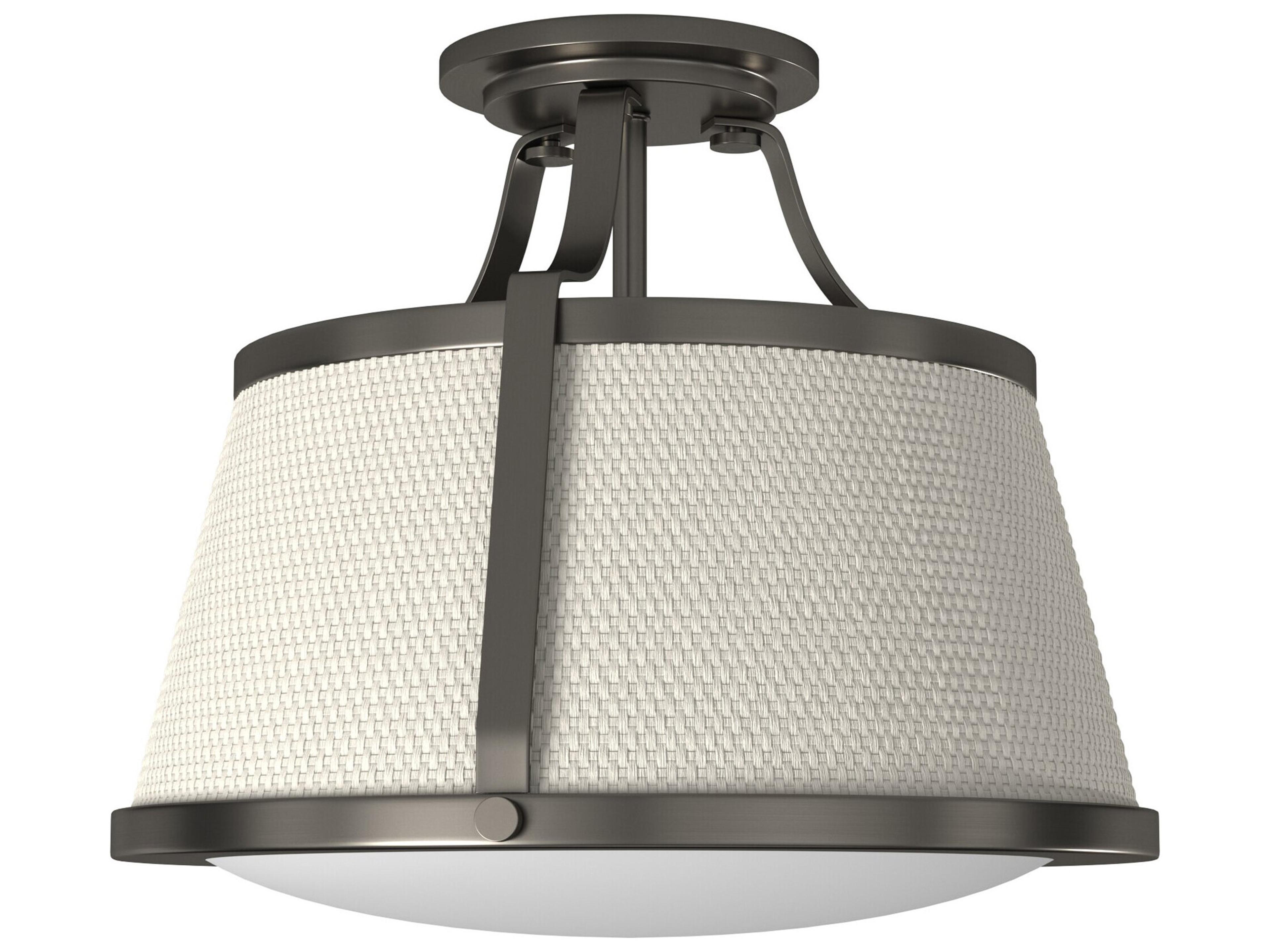 Hinkley Charlotte 1-Light Antique Nickel Glass Drum Semi Flush Mount