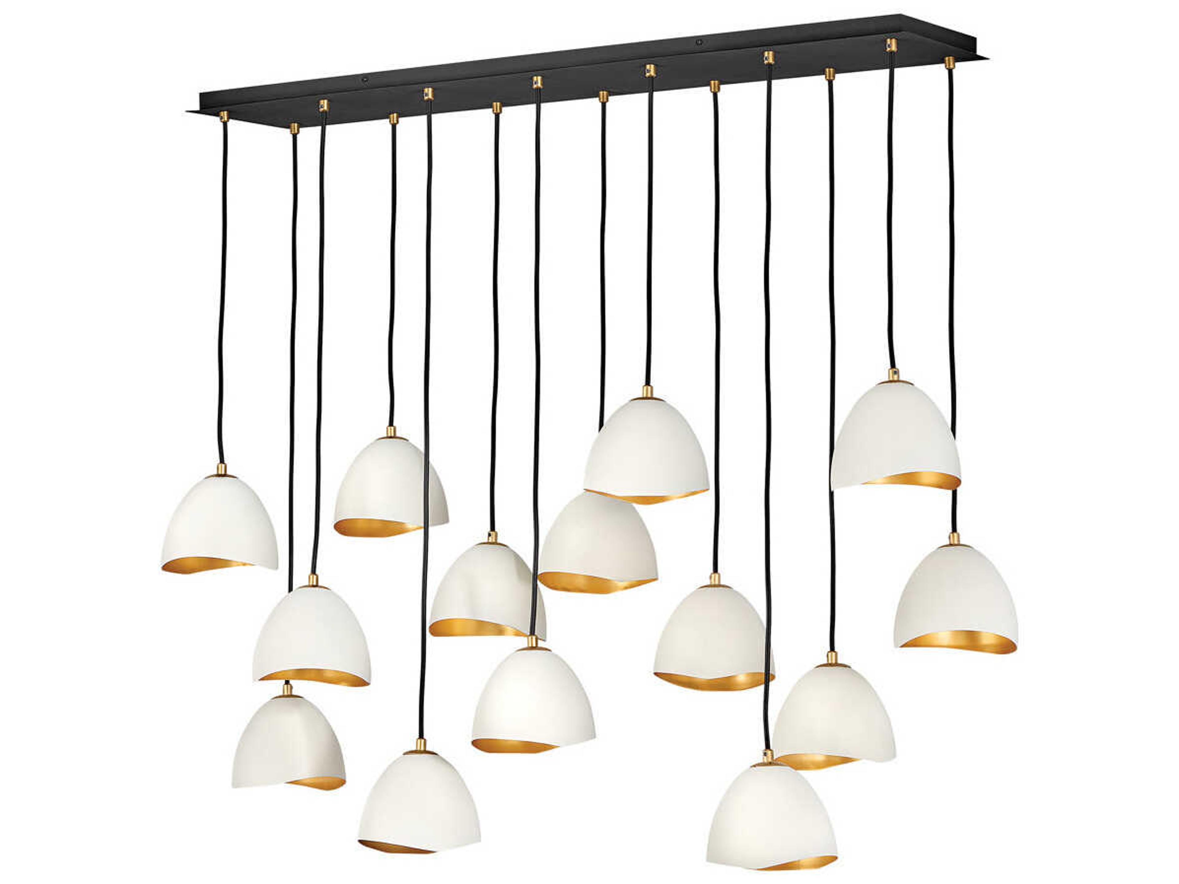 Nula 14-Light Shell White Gold Leaf Bell Island Pendant