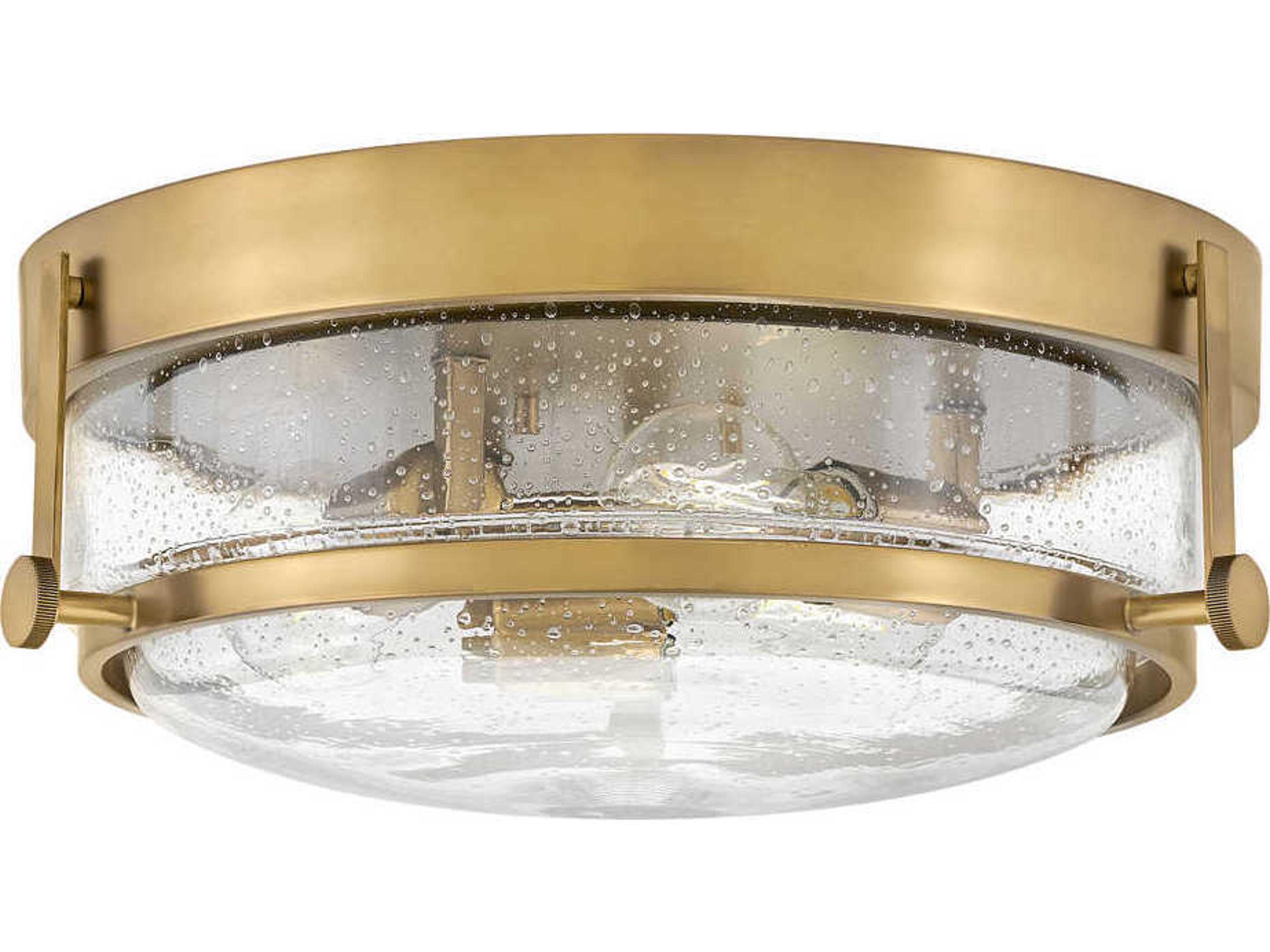 Harper 3-Light Heritage Brass Glass Round Flush Mount