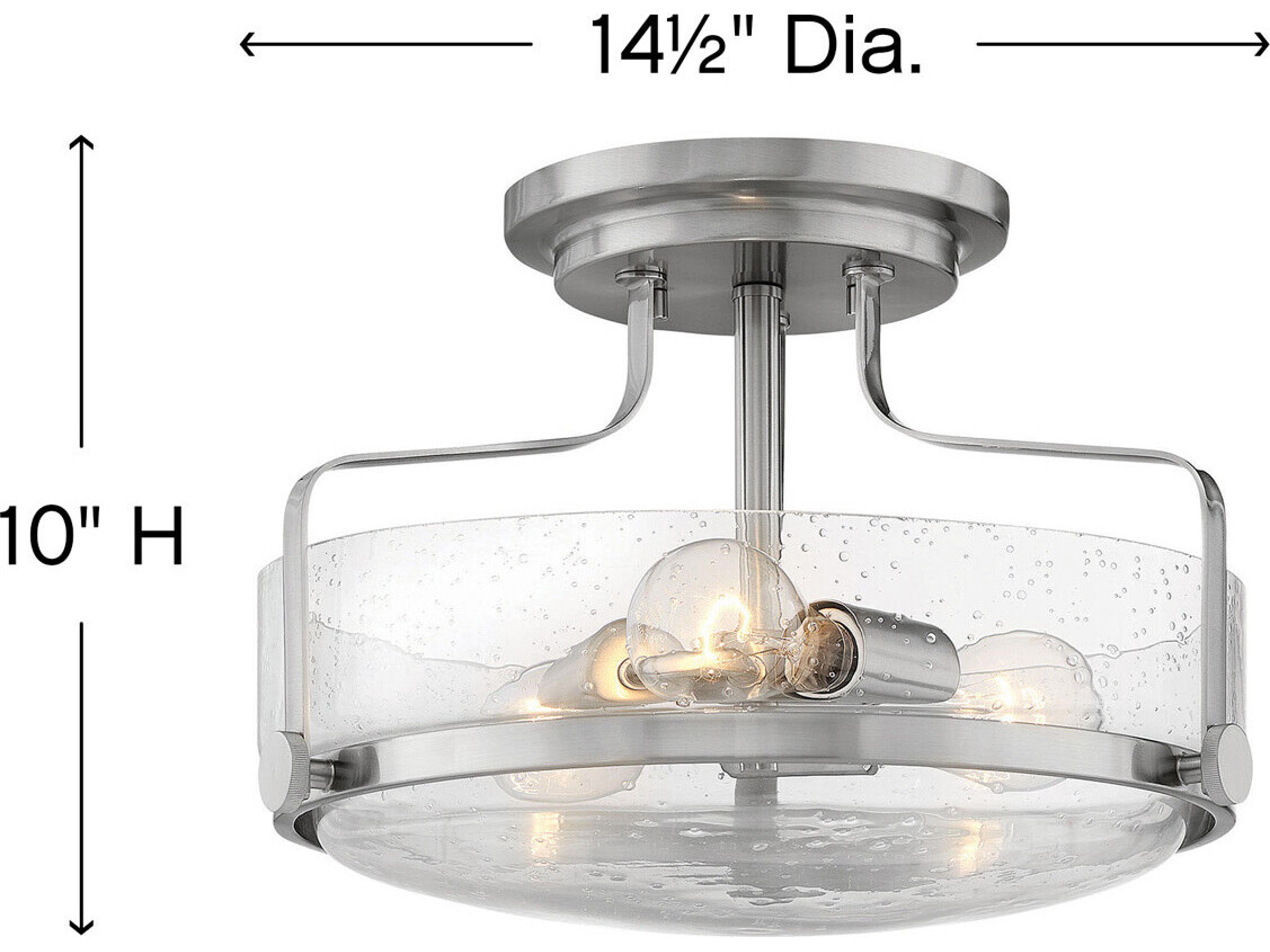 Hinkley Harper 3-Light Brushed Nickel Clear Glass Drum Semi Flush Mount