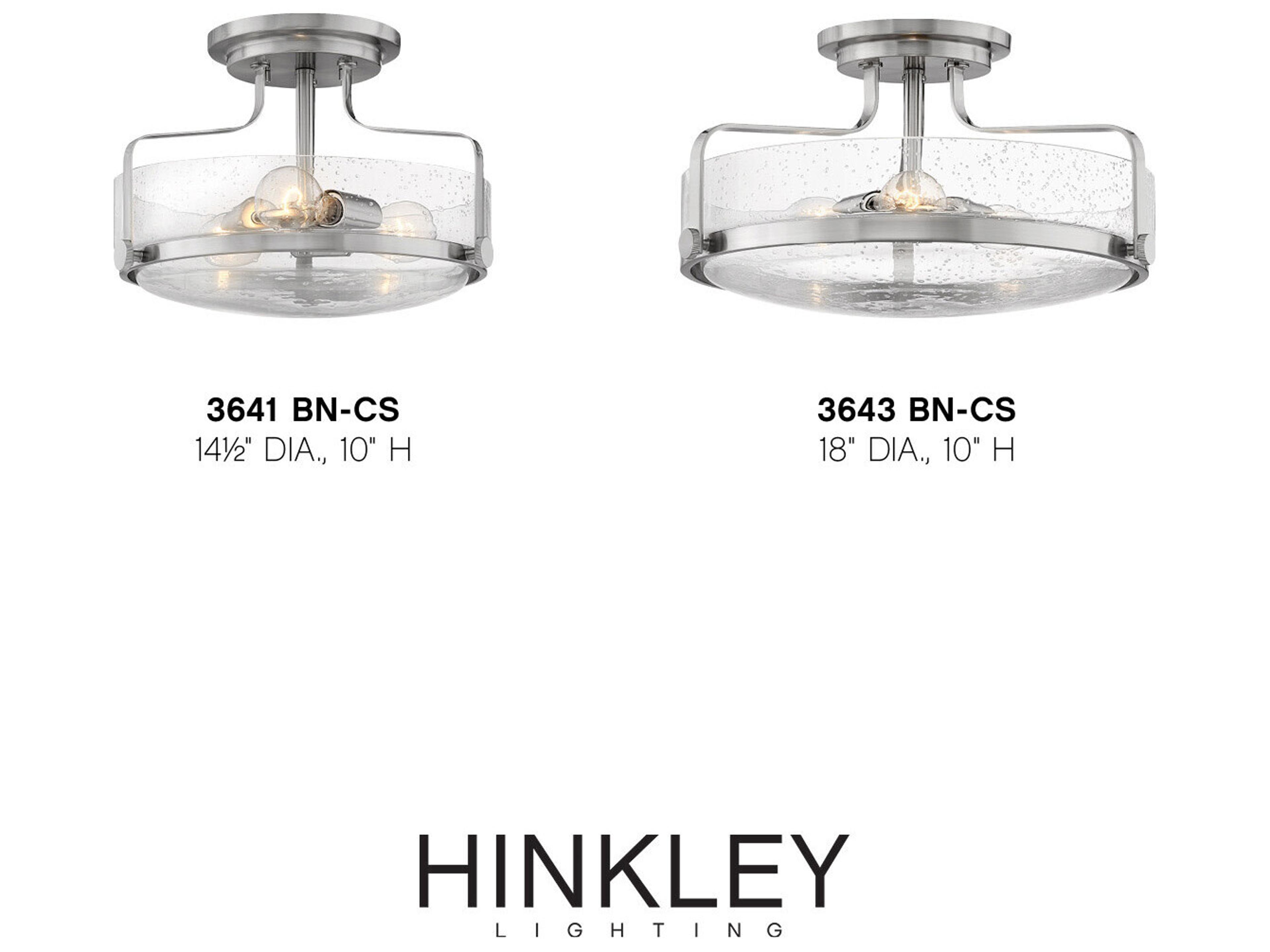 Hinkley Harper 3-Light Brushed Nickel Clear Glass Drum Semi Flush Mount
