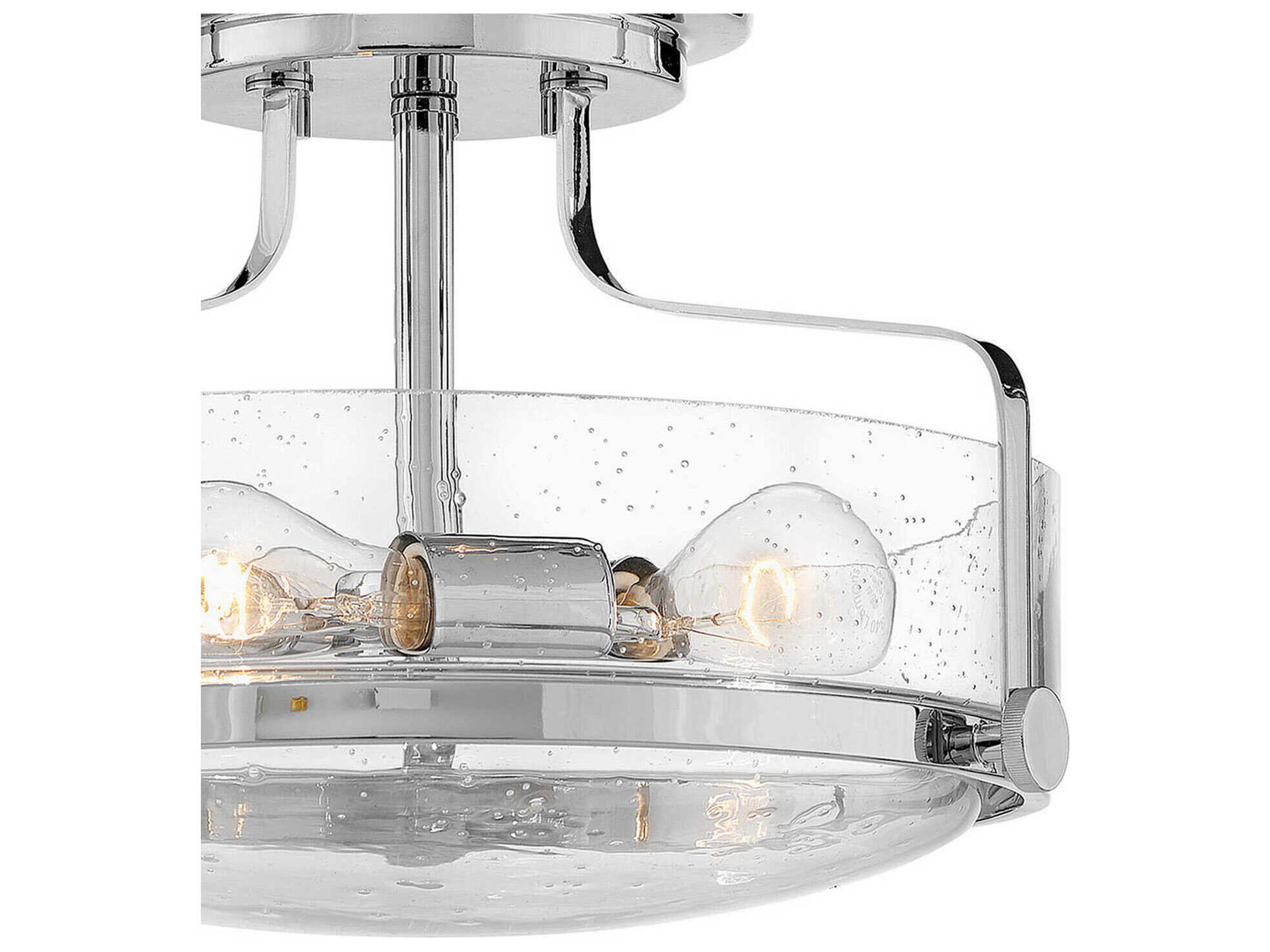 Hinkley Harper 3-Light Chrome Clear Glass Drum Semi Flush Mount