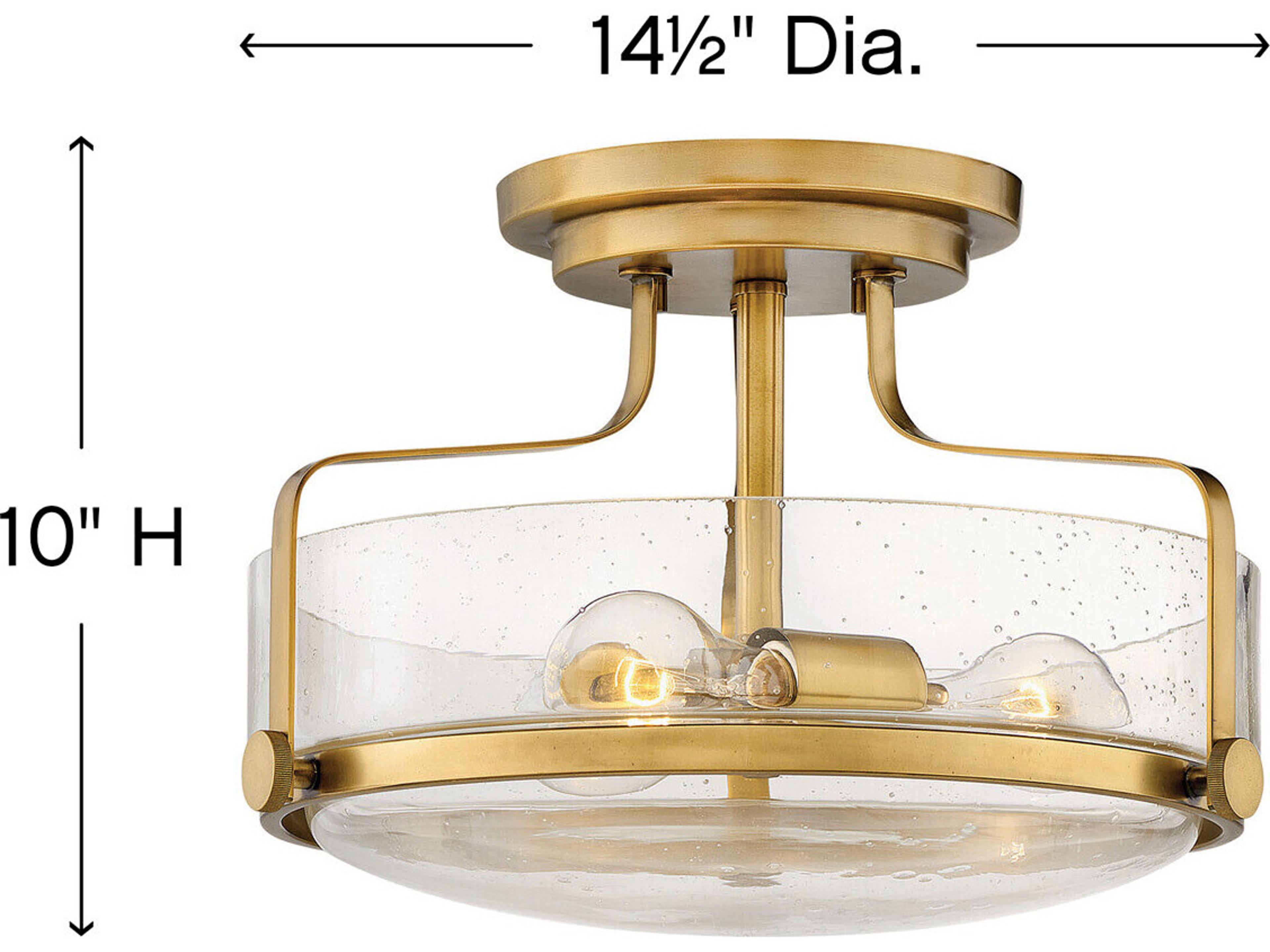 Hinkley Harper 3-Light Heritage Brass Clear Glass Drum Semi Flush Mount