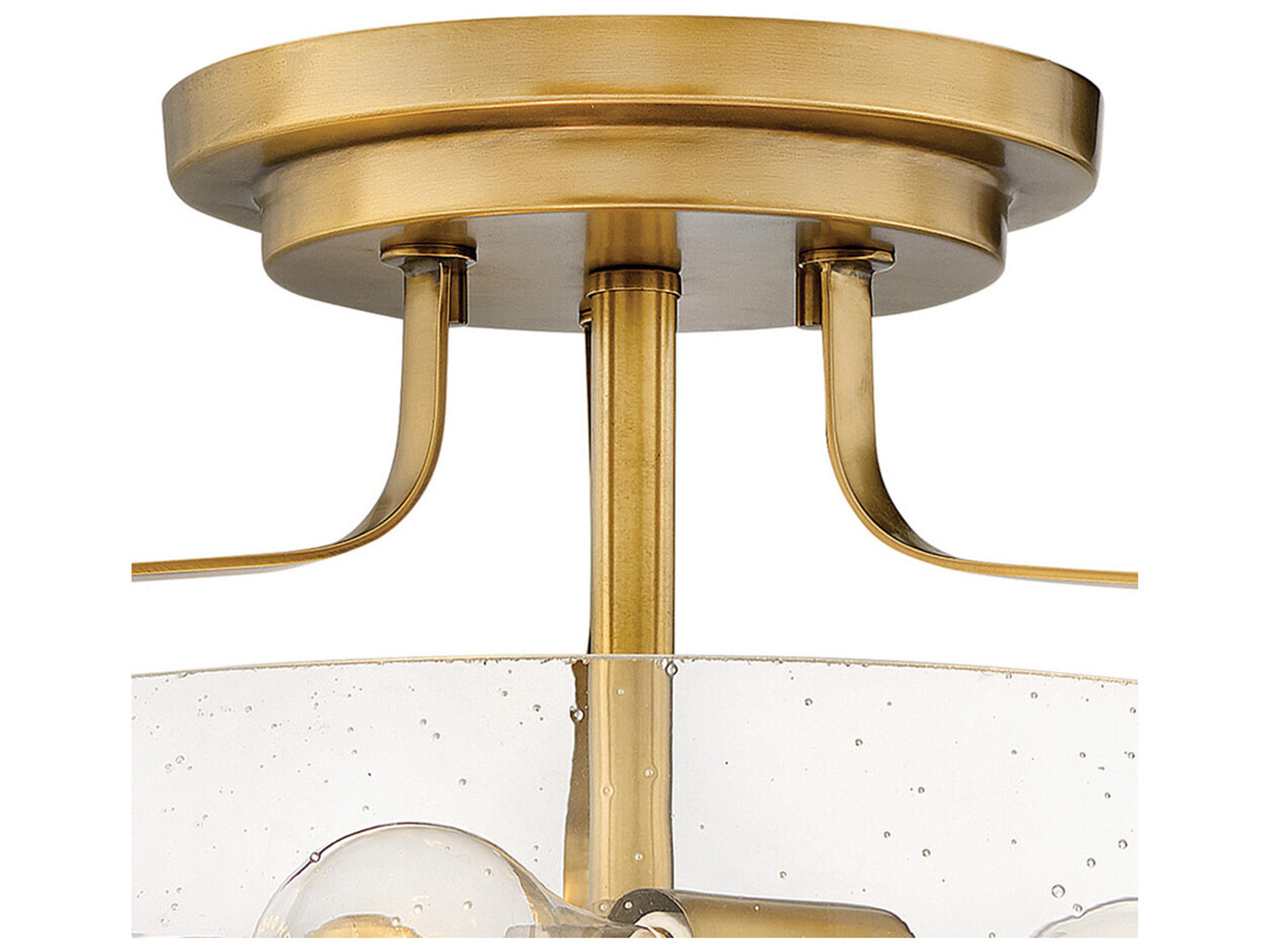 Hinkley Harper 3-Light Heritage Brass Clear Glass Drum Semi Flush Mount
