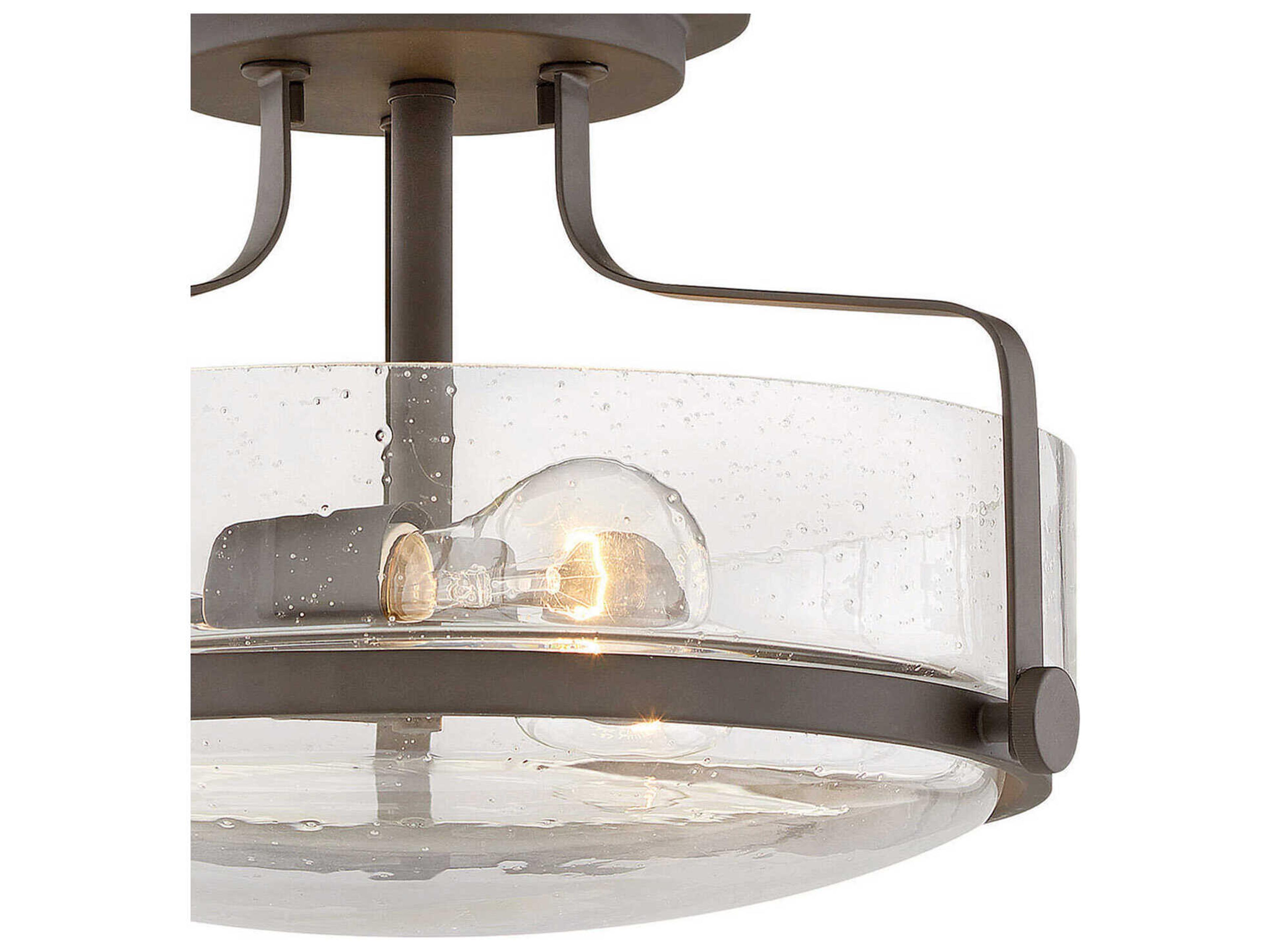 Hinkley Harper 3-Light Oil Rubbed Bronze Clear Glass Drum Semi Flush Mount