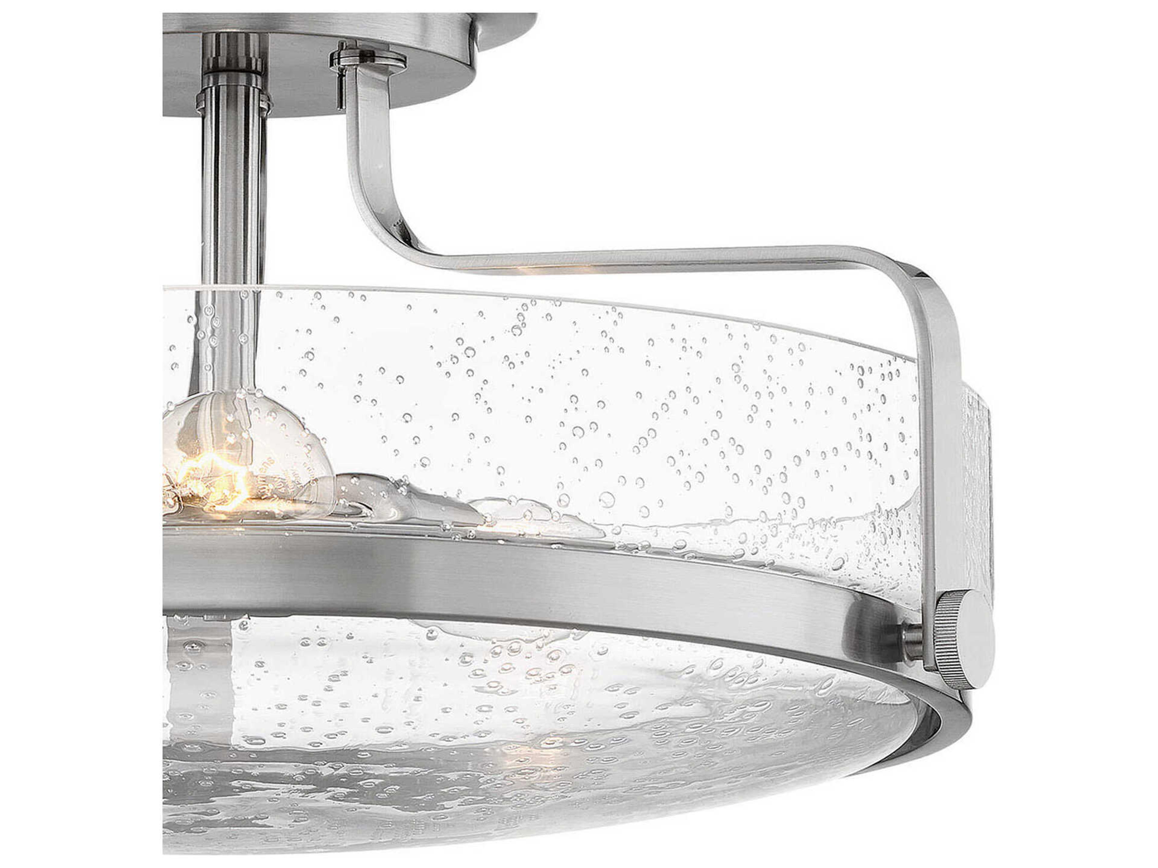 Hinkley Harper 3-Light Brushed Nickel Clear Glass Drum Semi Flush Mount