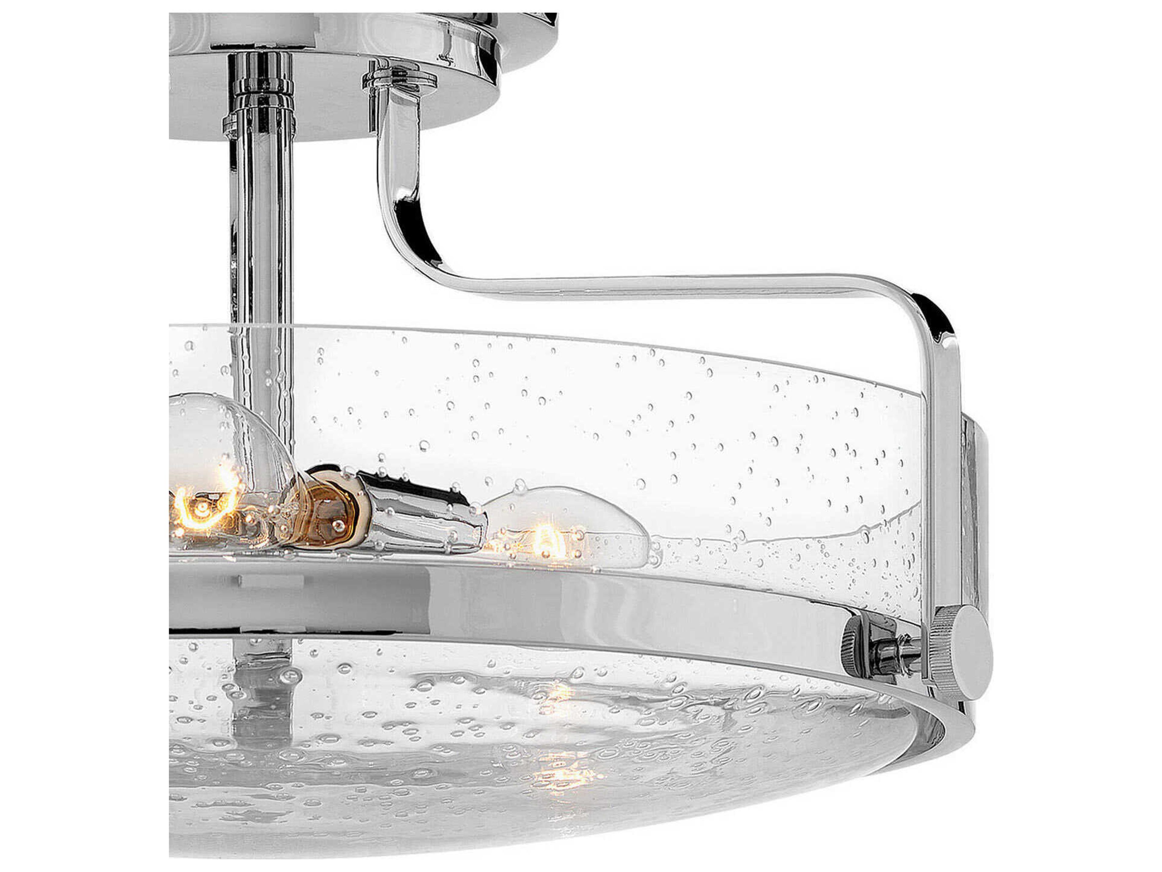 Hinkley Harper 3-Light Chrome Clear Glass Drum Semi Flush Mount