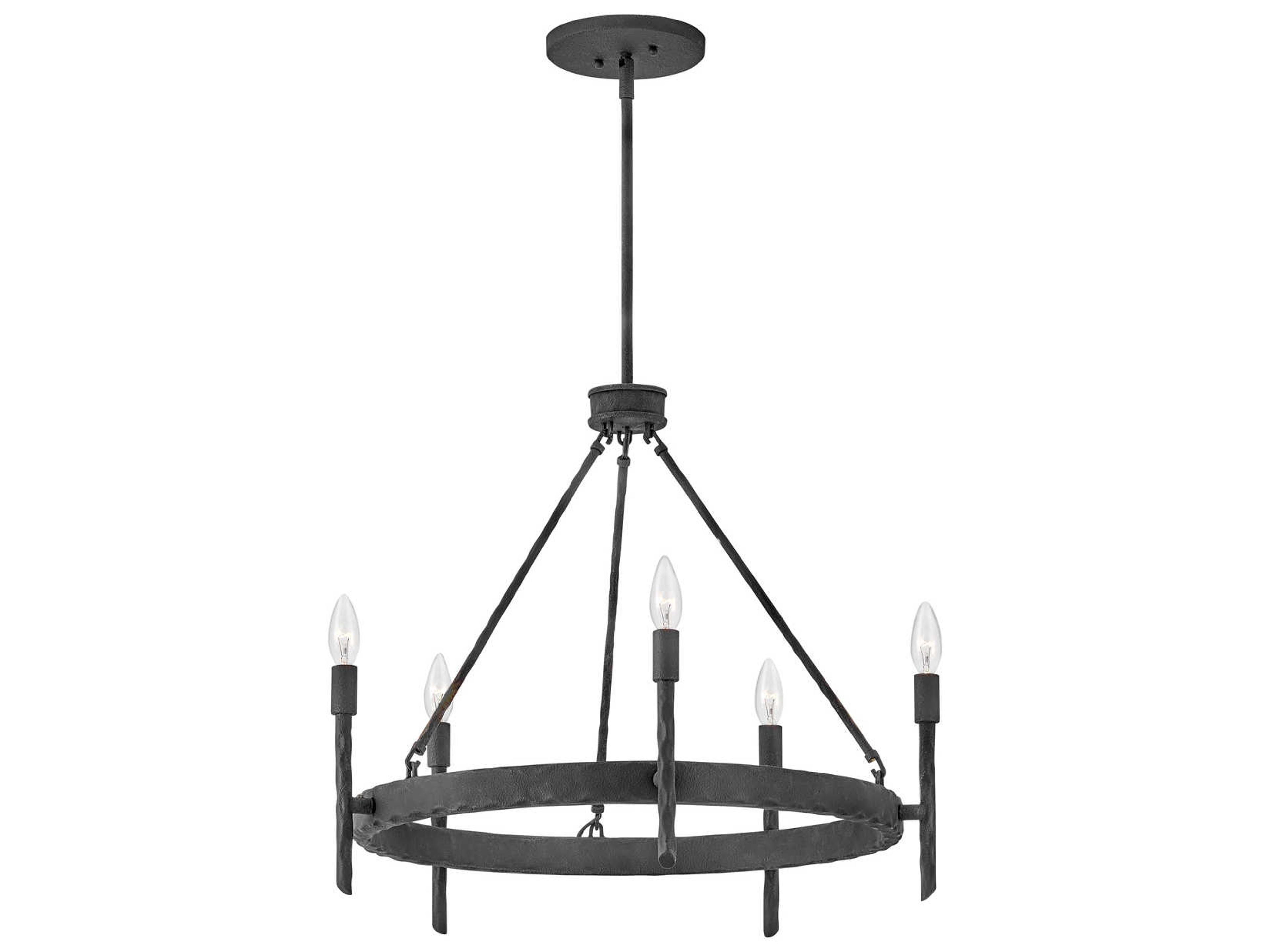 Tress 5-Light Forged Iron Black Candelabra Chandelier