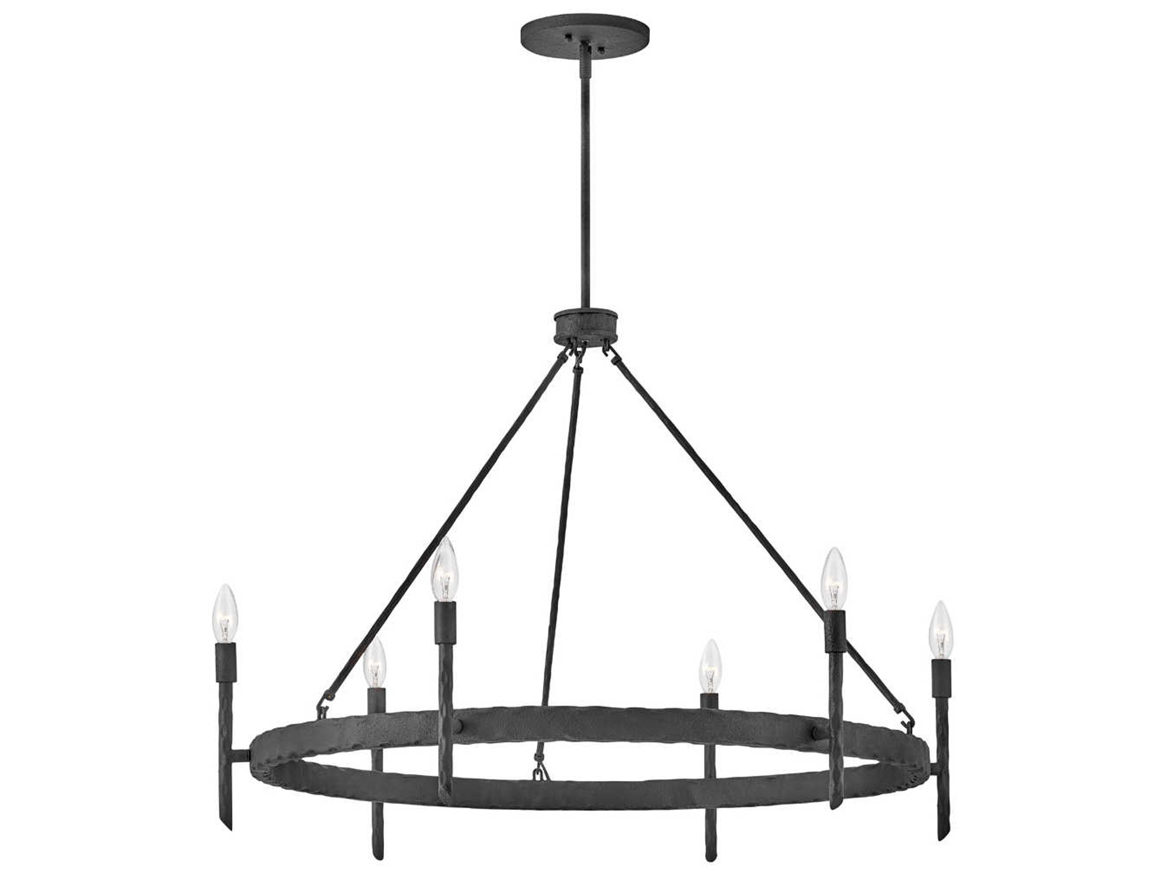 Tress 6-Light Forged Iron Black Candelabra Chandelier