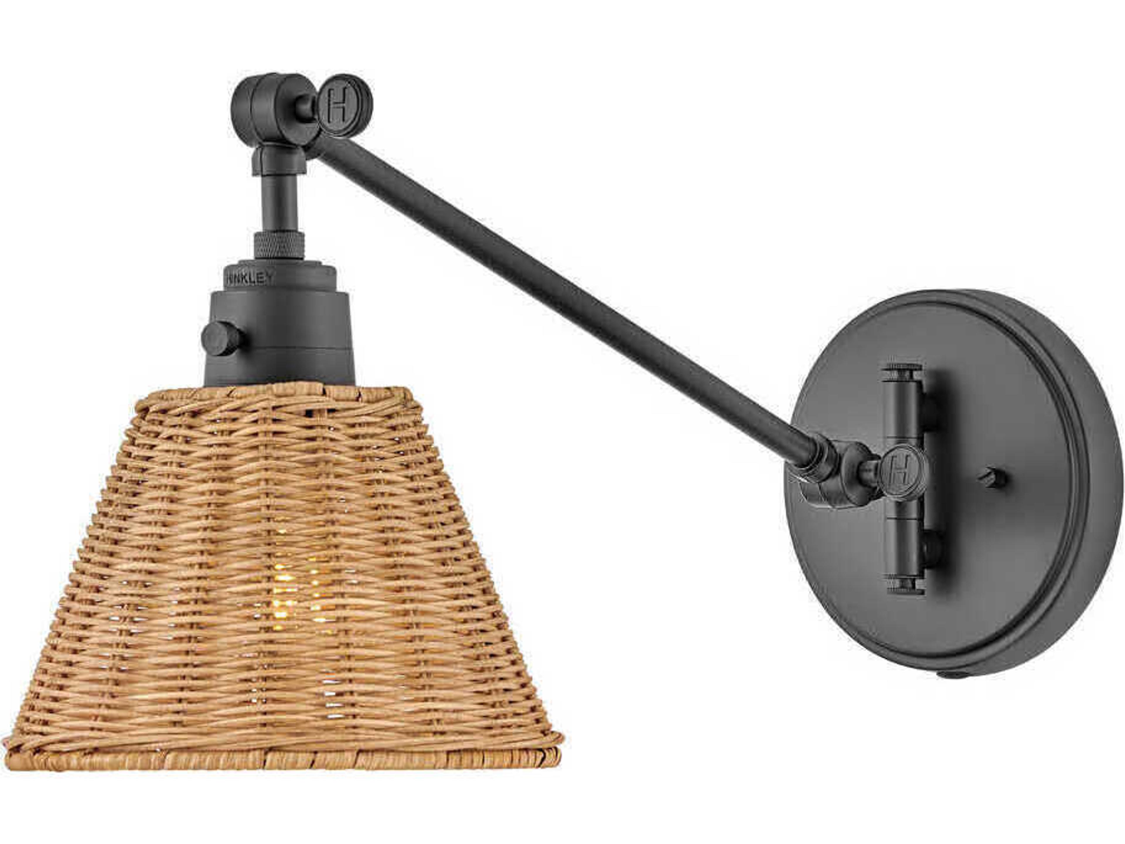 Arti 1 - Light Swing Arm with Natural Rattan Shade