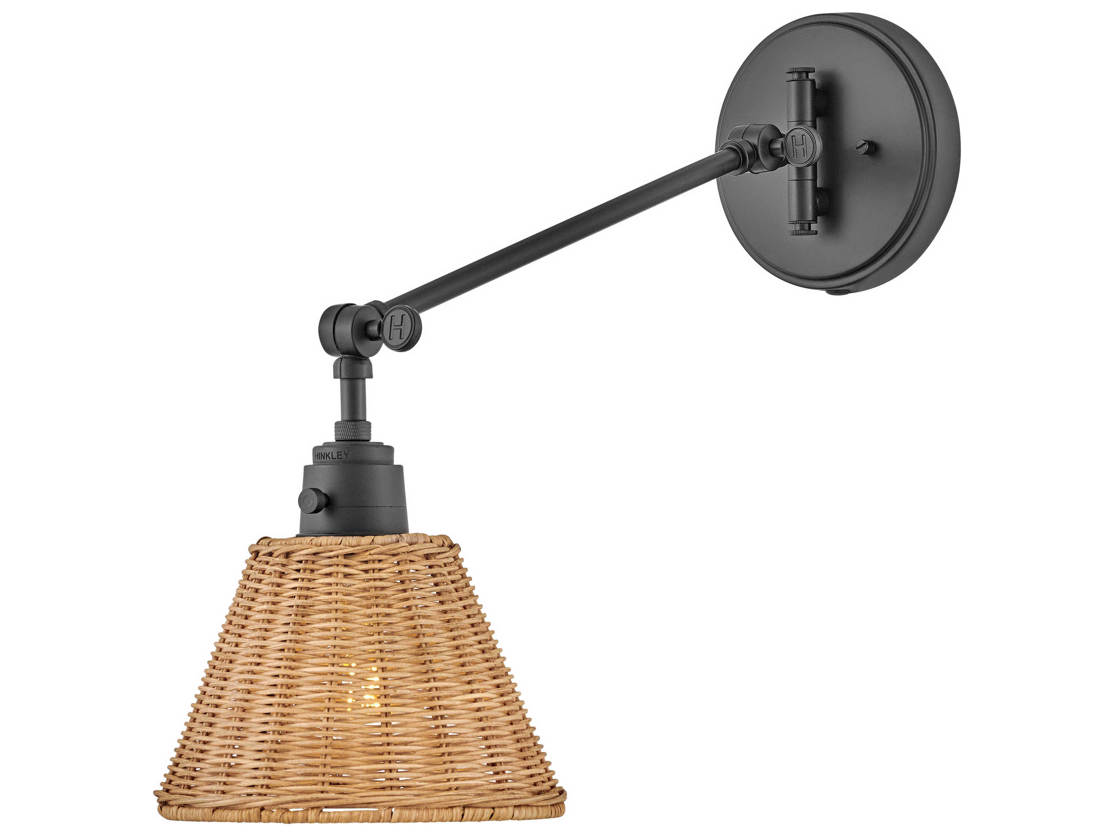 Hinkley Arti 1 - Light Swing Arm with Natural Rattan Shade
