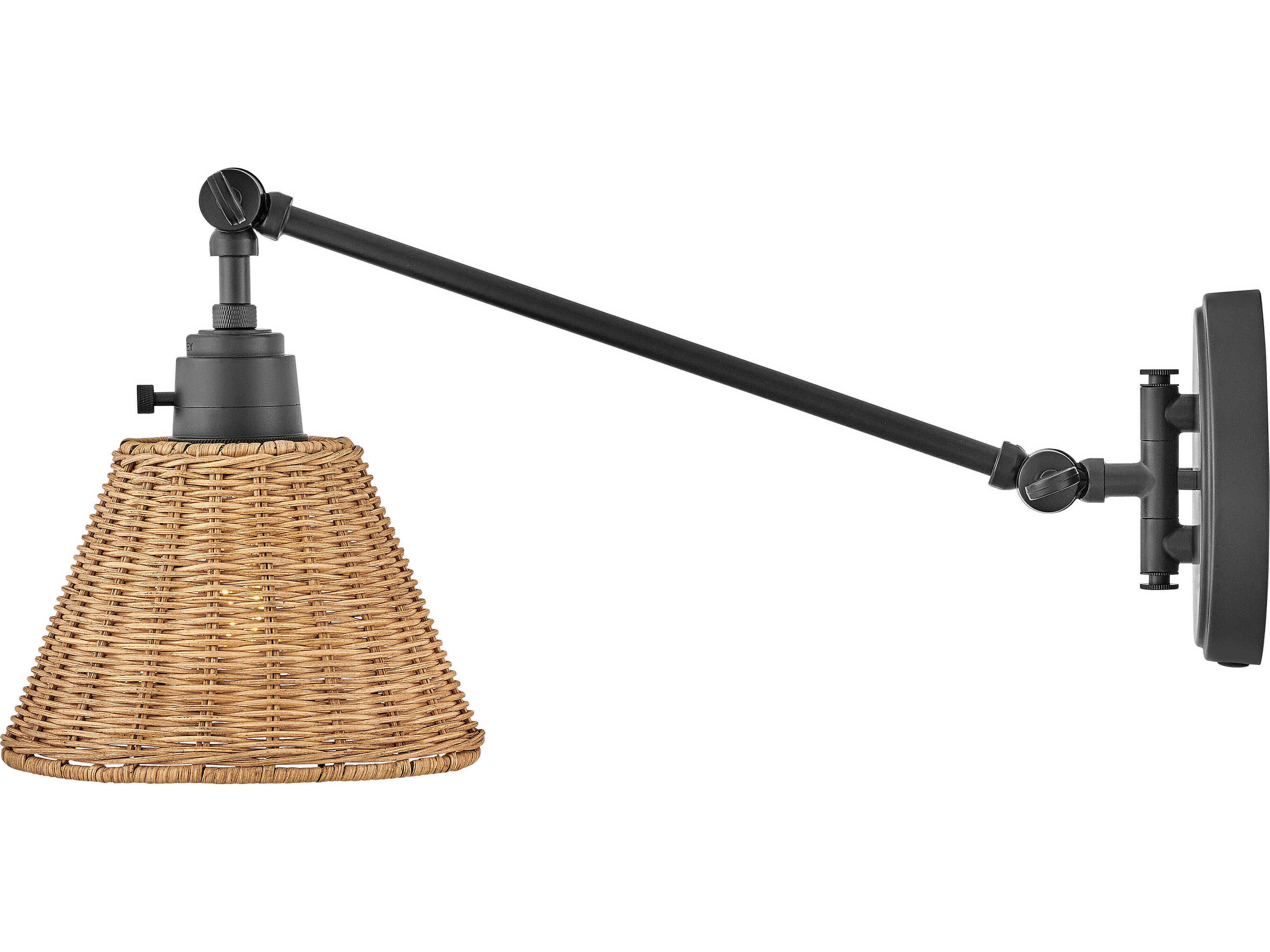 Hinkley Arti 1 - Light Swing Arm with Natural Rattan Shade