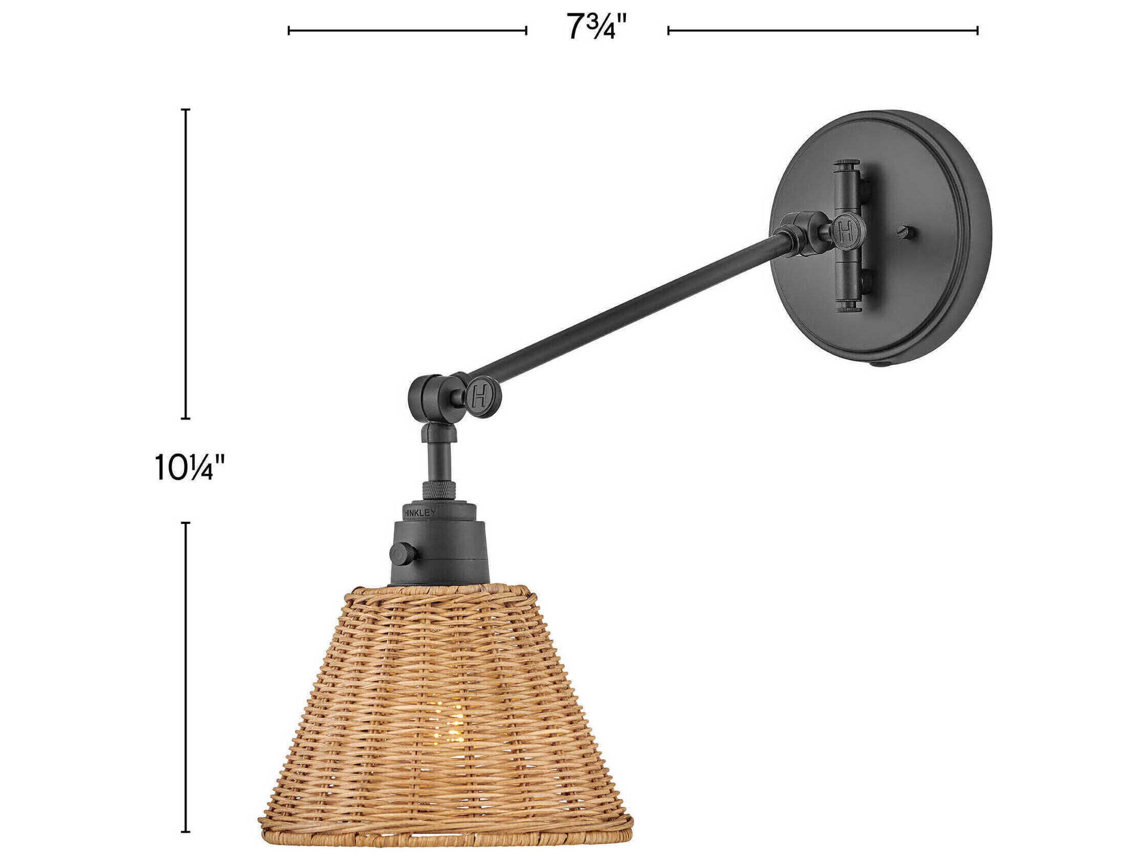 Hinkley Arti 1 - Light Swing Arm with Natural Rattan Shade