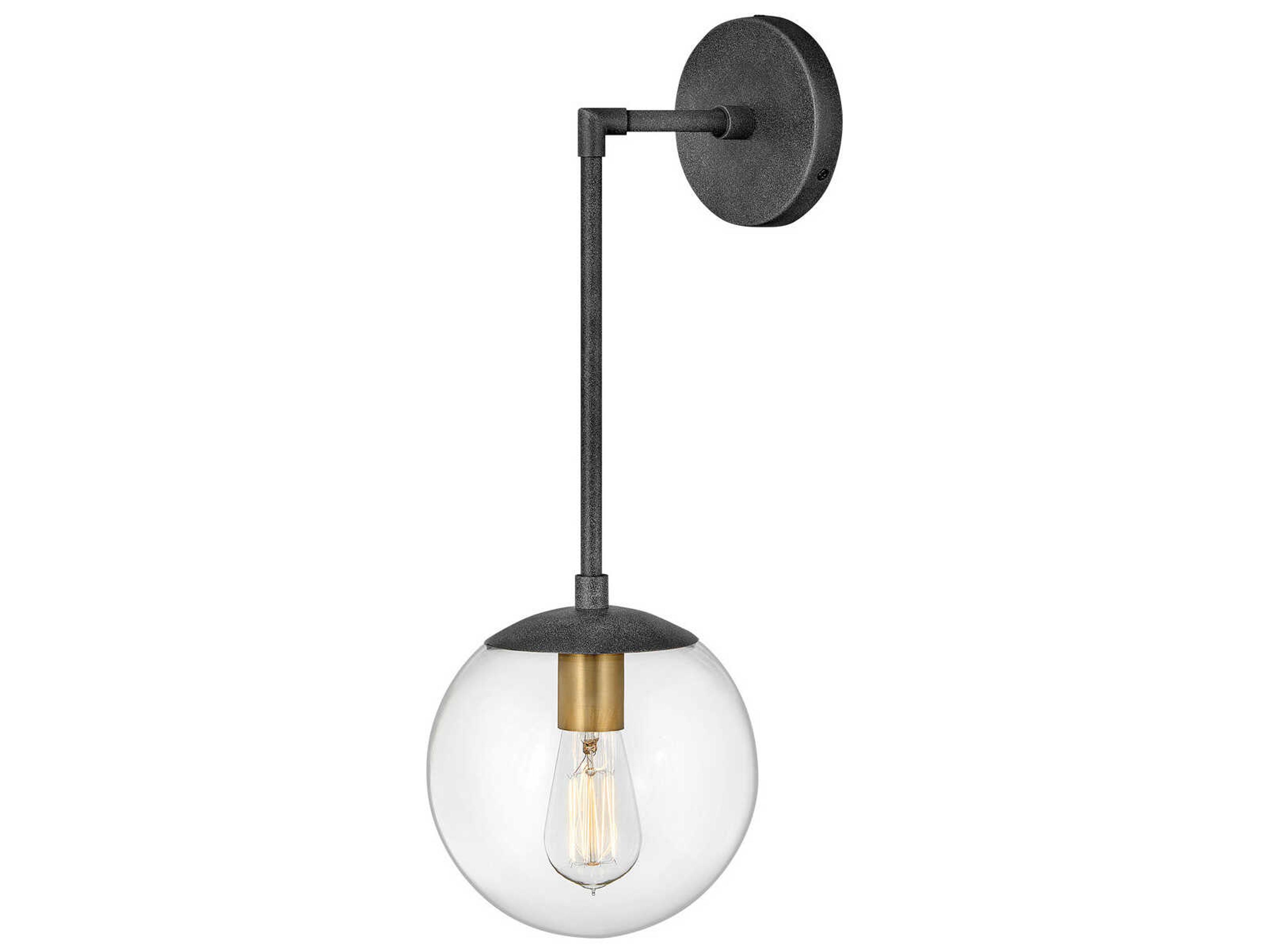 Warby 1-Light Aged Zinc Heritage Brass Black Wall Sconce