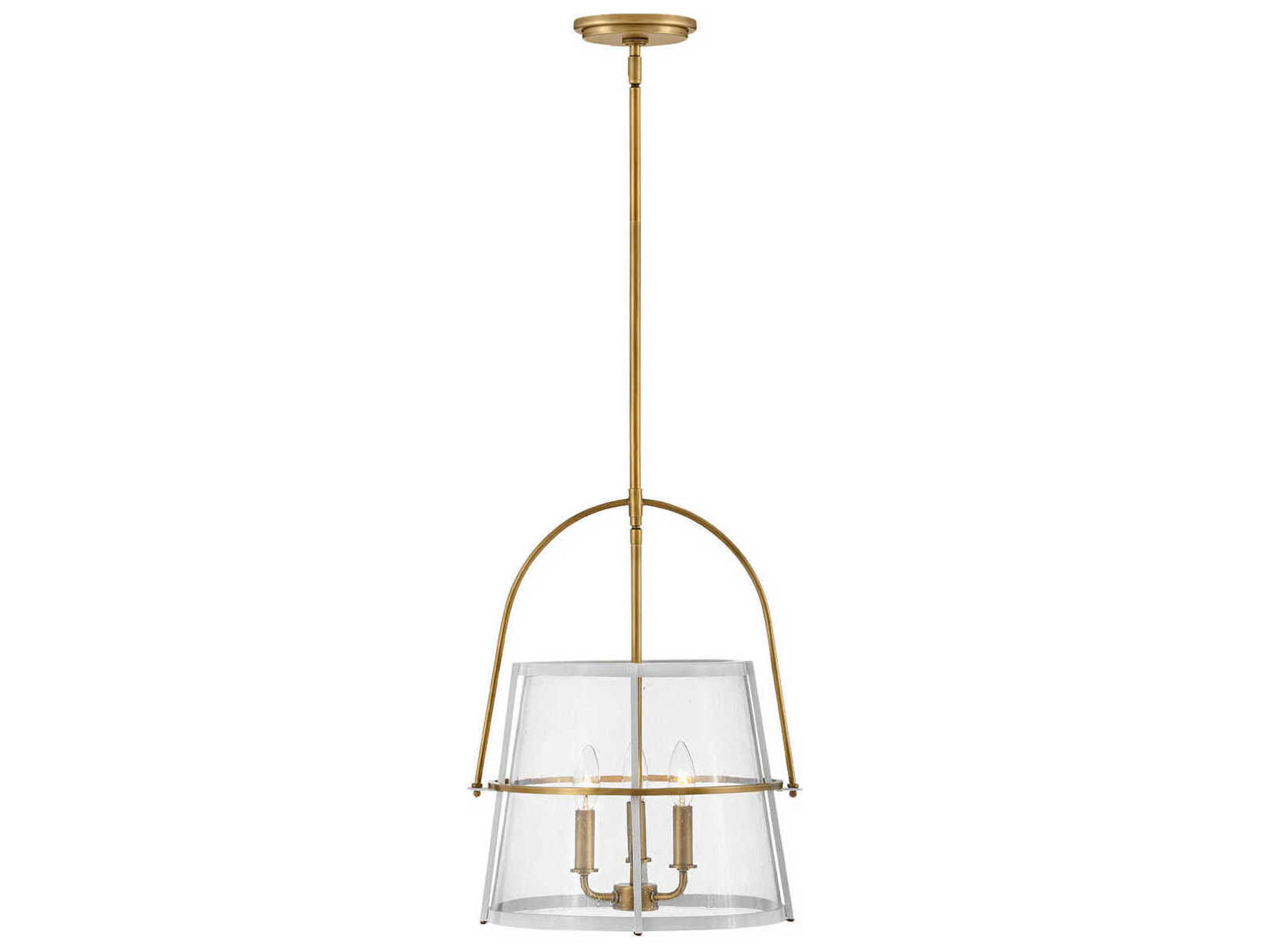 Tournon 3-Light Heritage Brass Polished White Glass LED Pendant