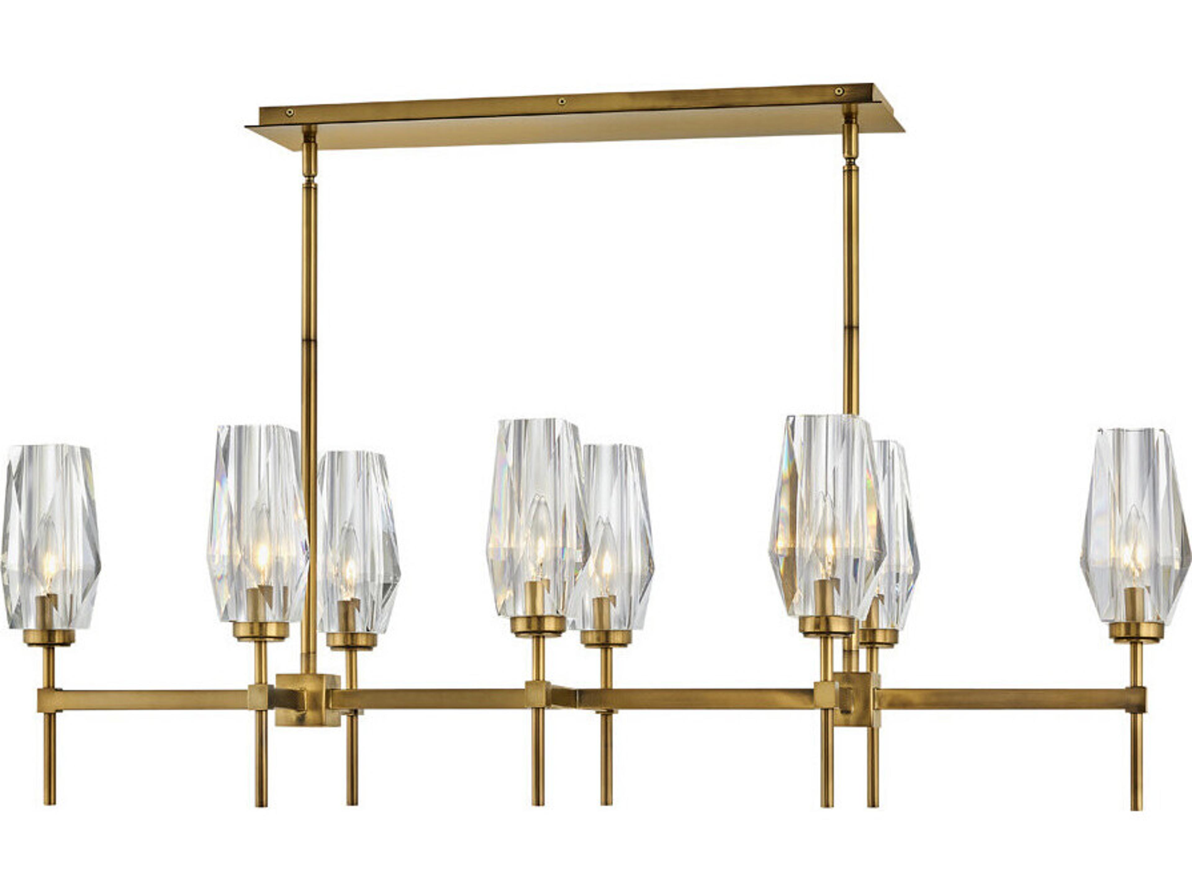 Hinkley Ana 8-Light Heritage Brass Crystal Bell Island Pendant