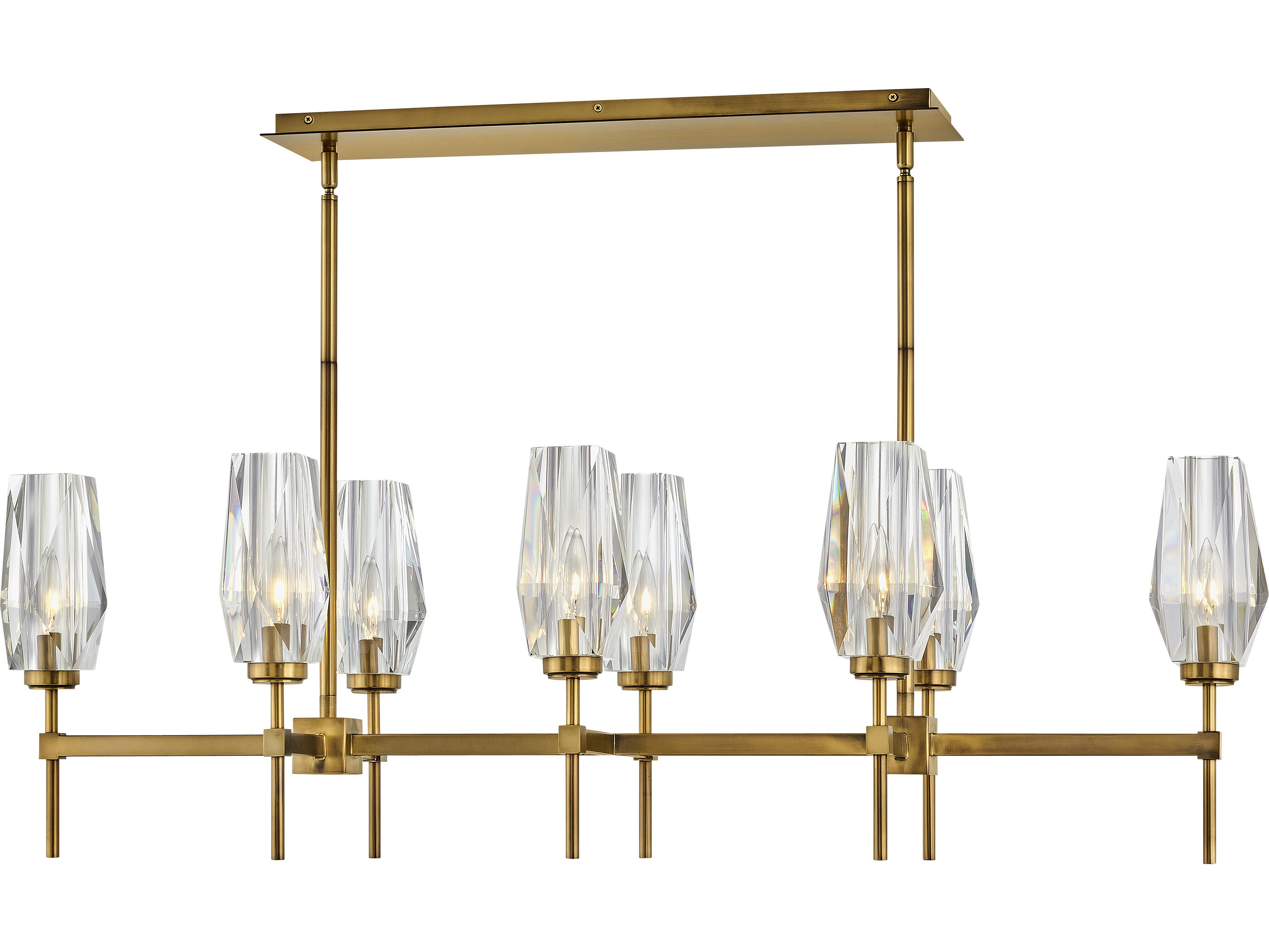Hinkley Ana 8-Light Heritage Brass Crystal Bell Island Pendant