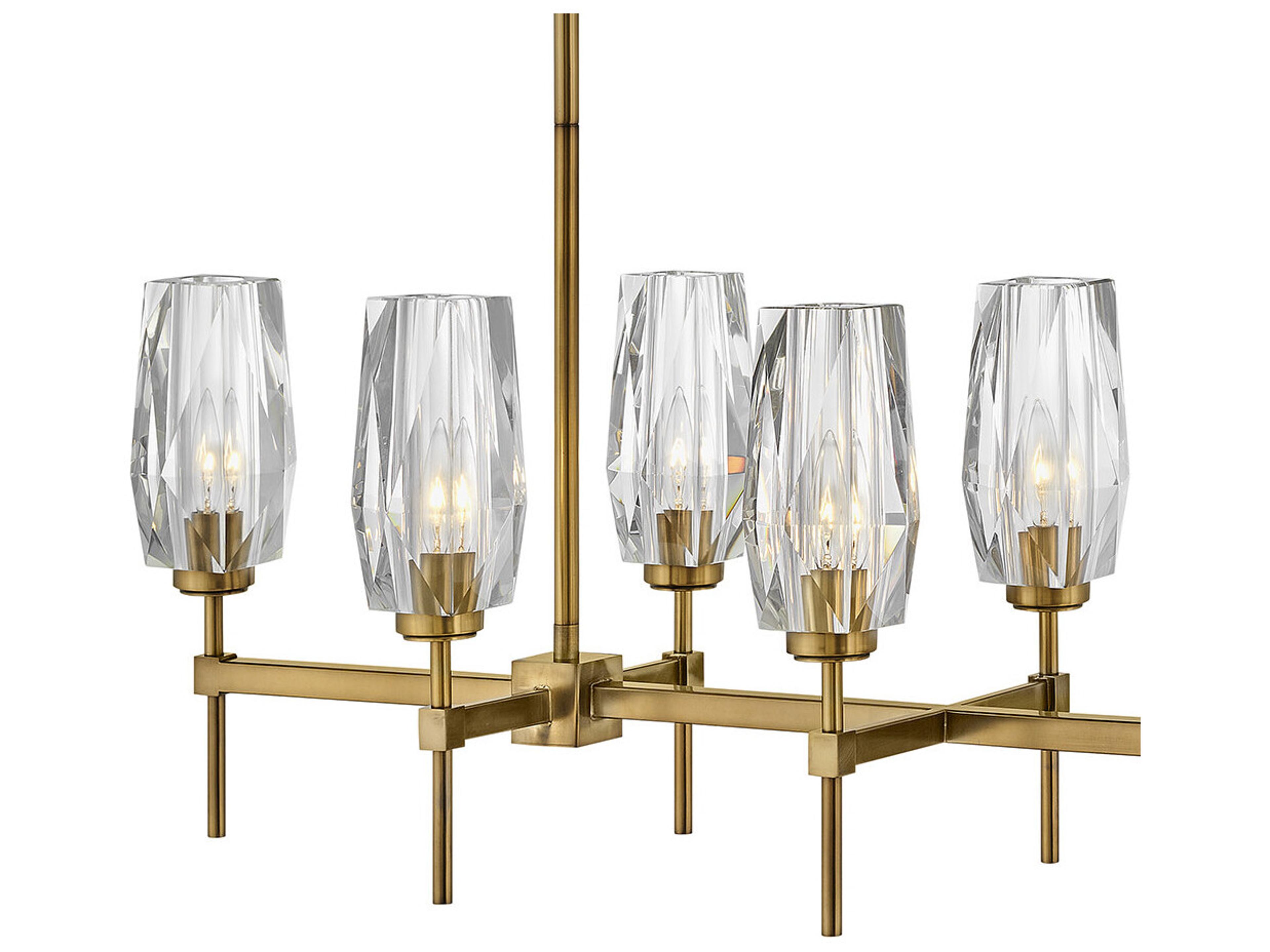 Hinkley Ana 8-Light Heritage Brass Crystal Bell Island Pendant