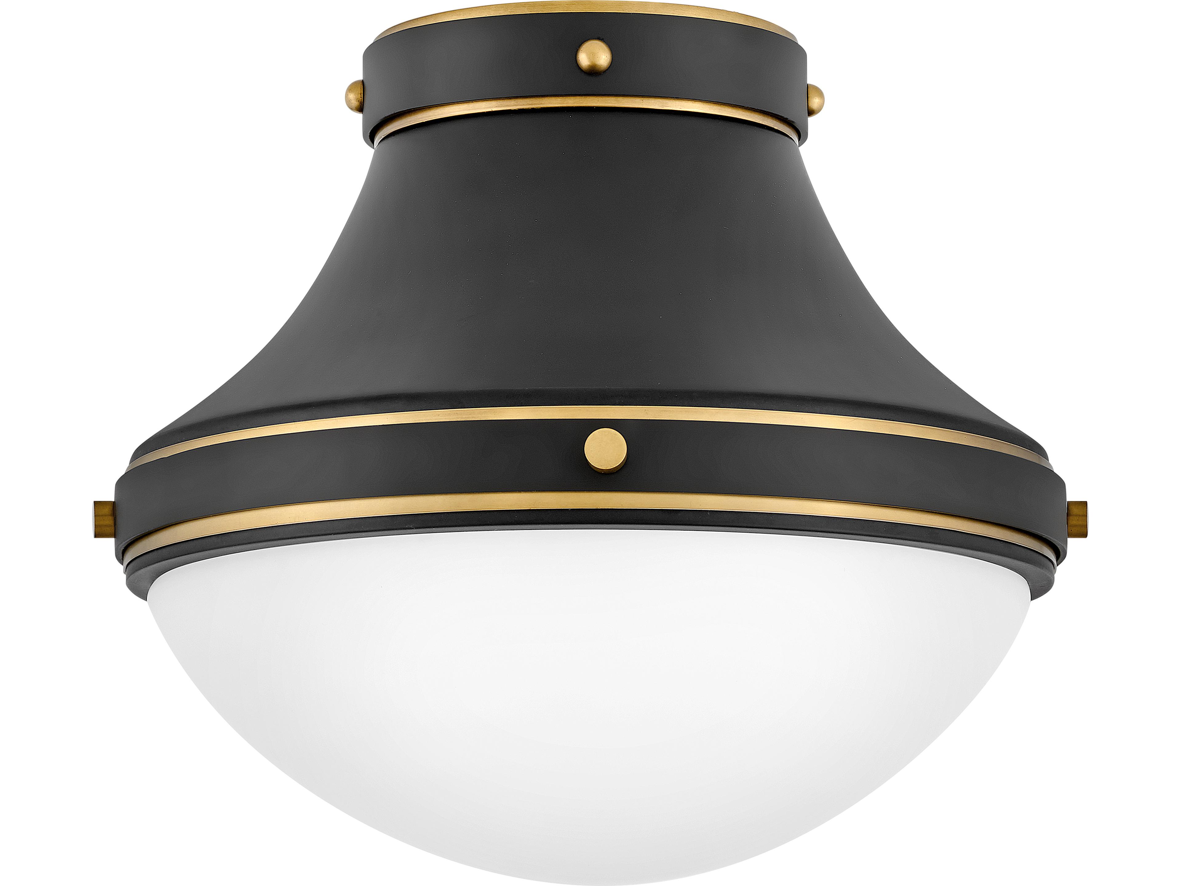 Oliver 1-Light Black Heritage Brass Glass Bowl Flush Mount