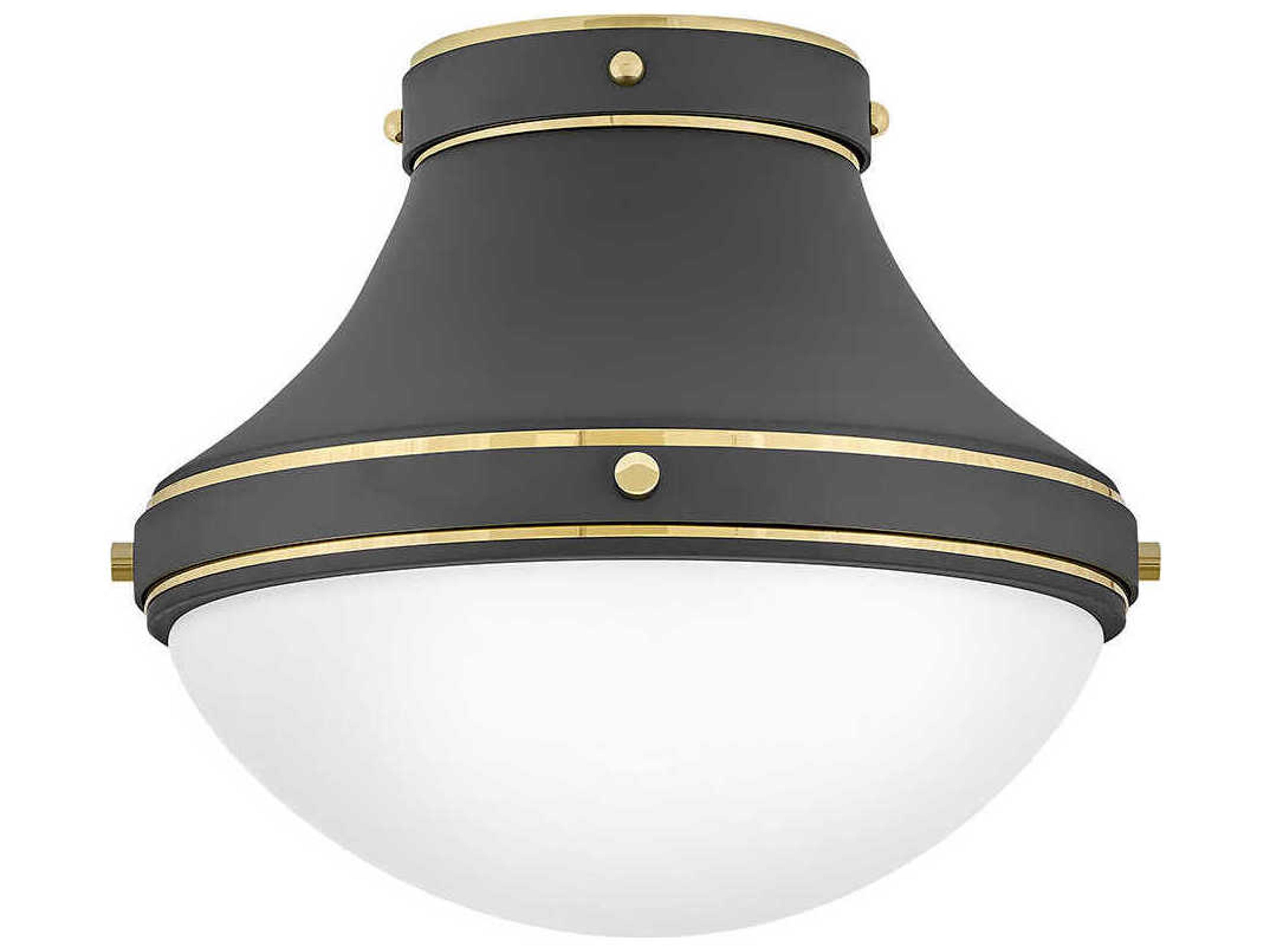 Oliver 1-Light Dark Matte Grey Bright Brass Glass Bowl Flush Mount