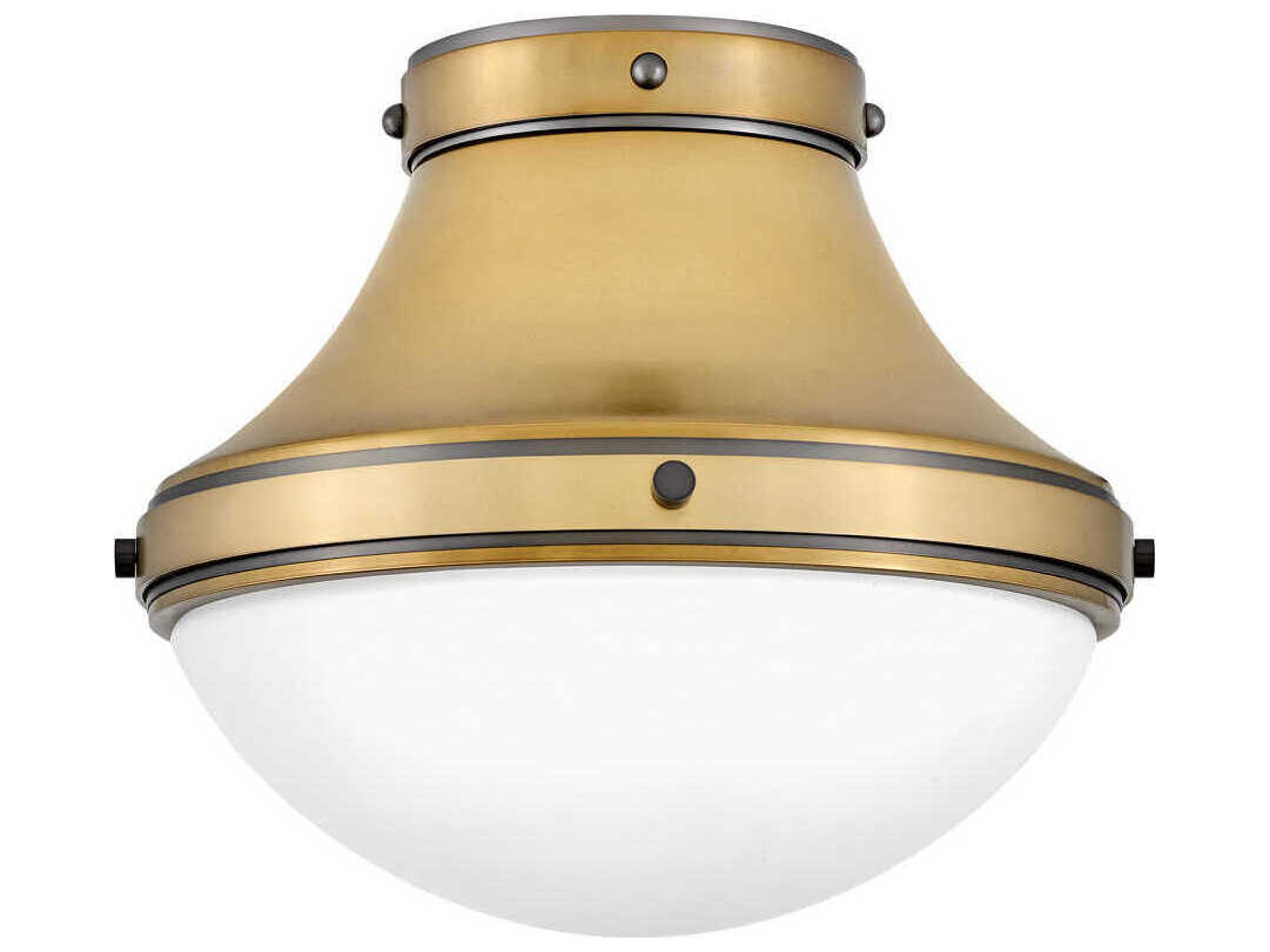 Oliver 1-Light Heritage Brass Black Oxide Glass Bowl Flush Mount