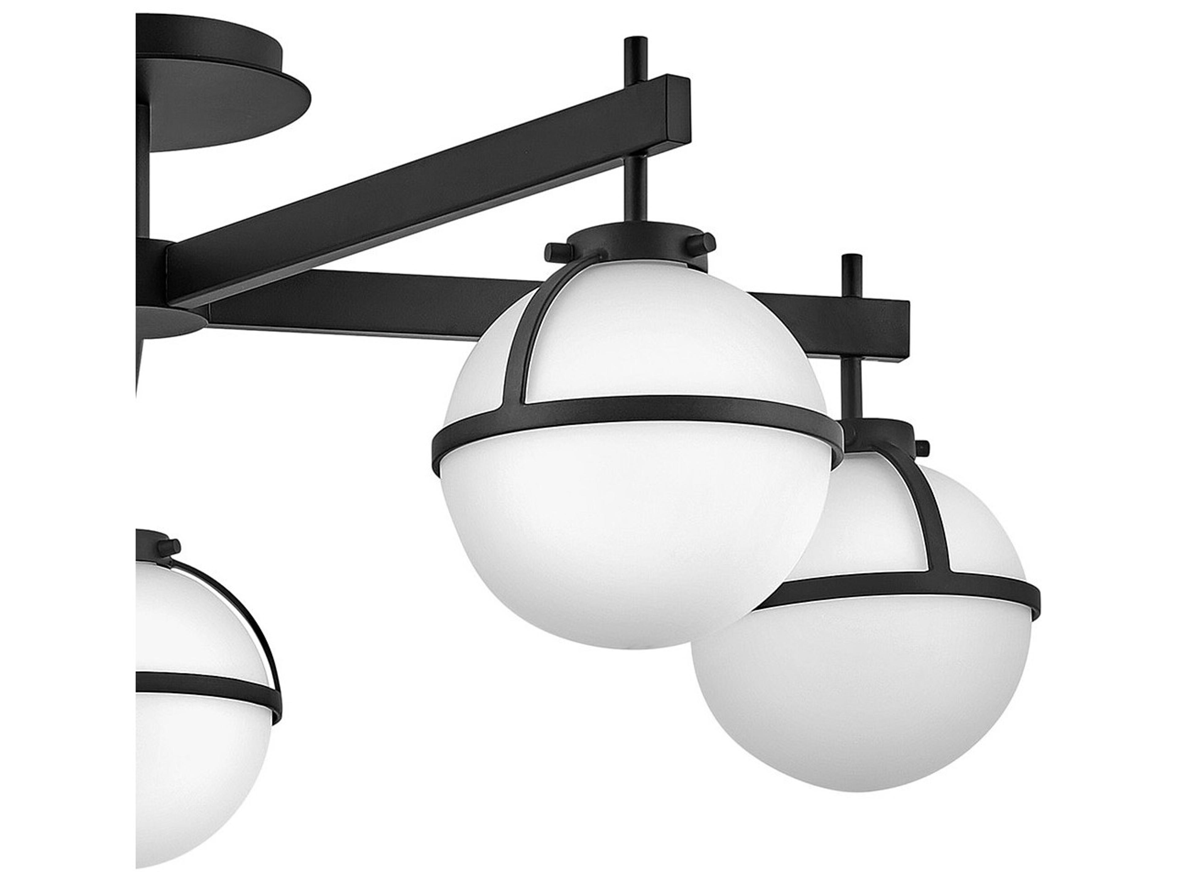 Hinkley Hollis 5-Light Black Glass LED Globe Semi Flush Mount