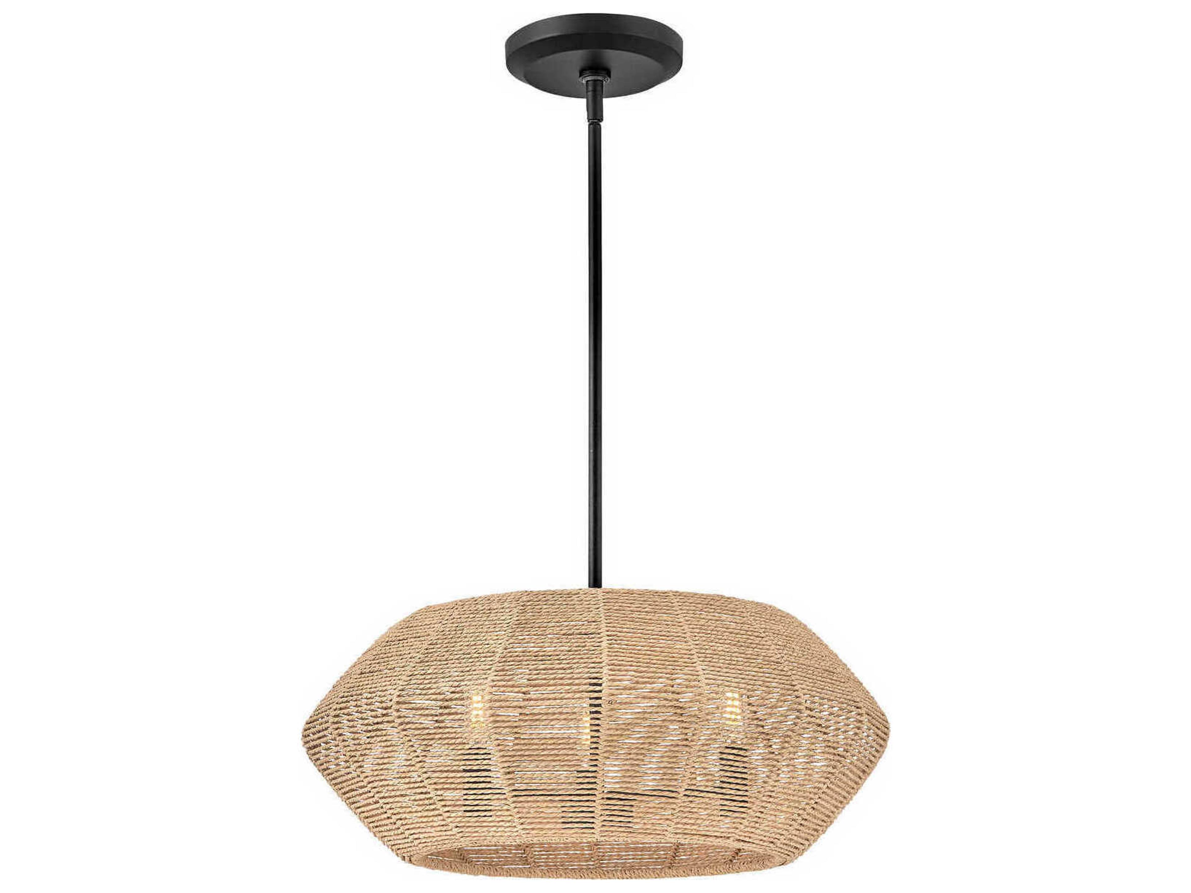 Hinkley Luca 3-Light Black Camel Rattan Candelabra Chandelier