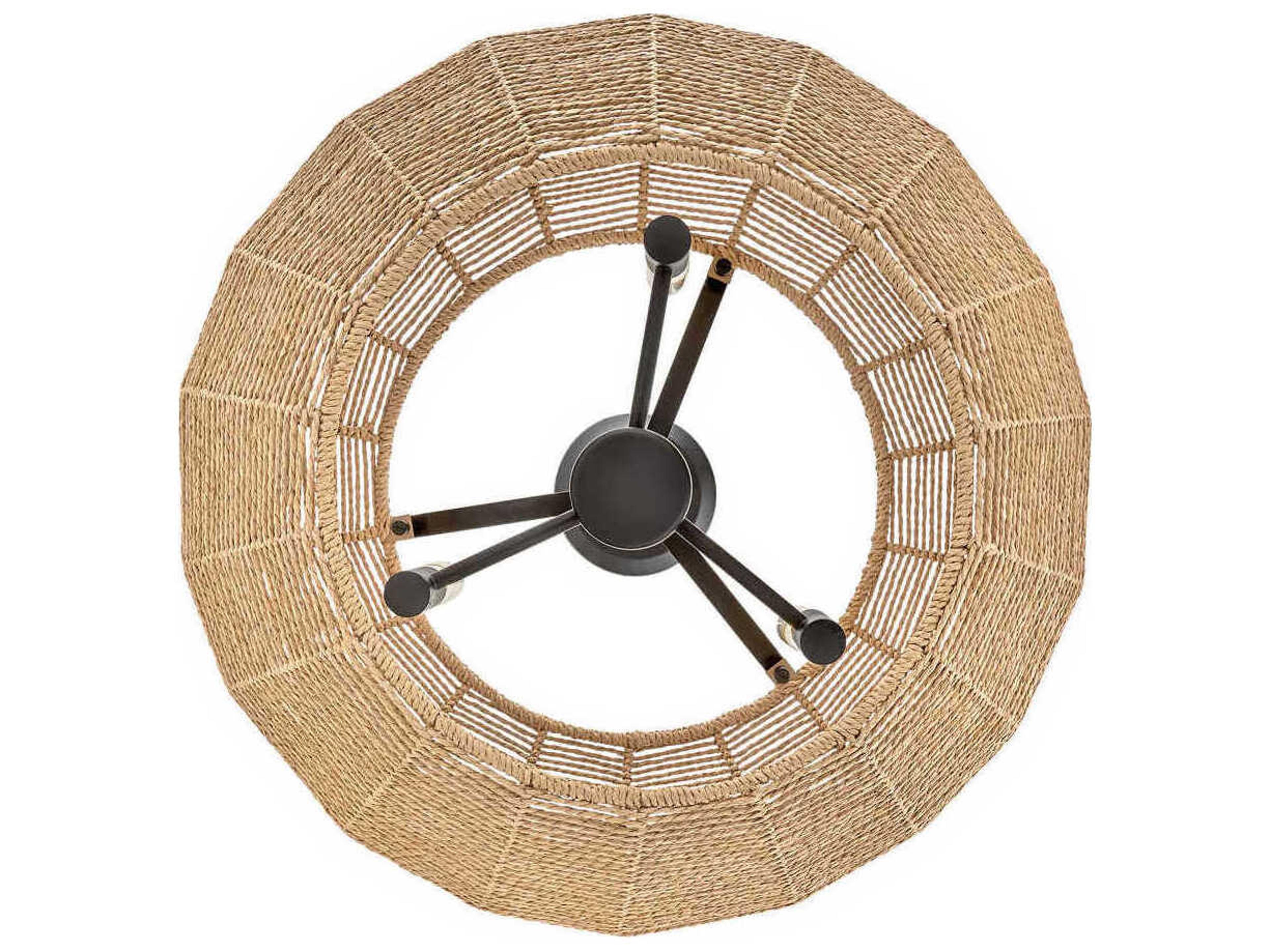 Hinkley Luca 3-Light Black Camel Rattan Candelabra Chandelier