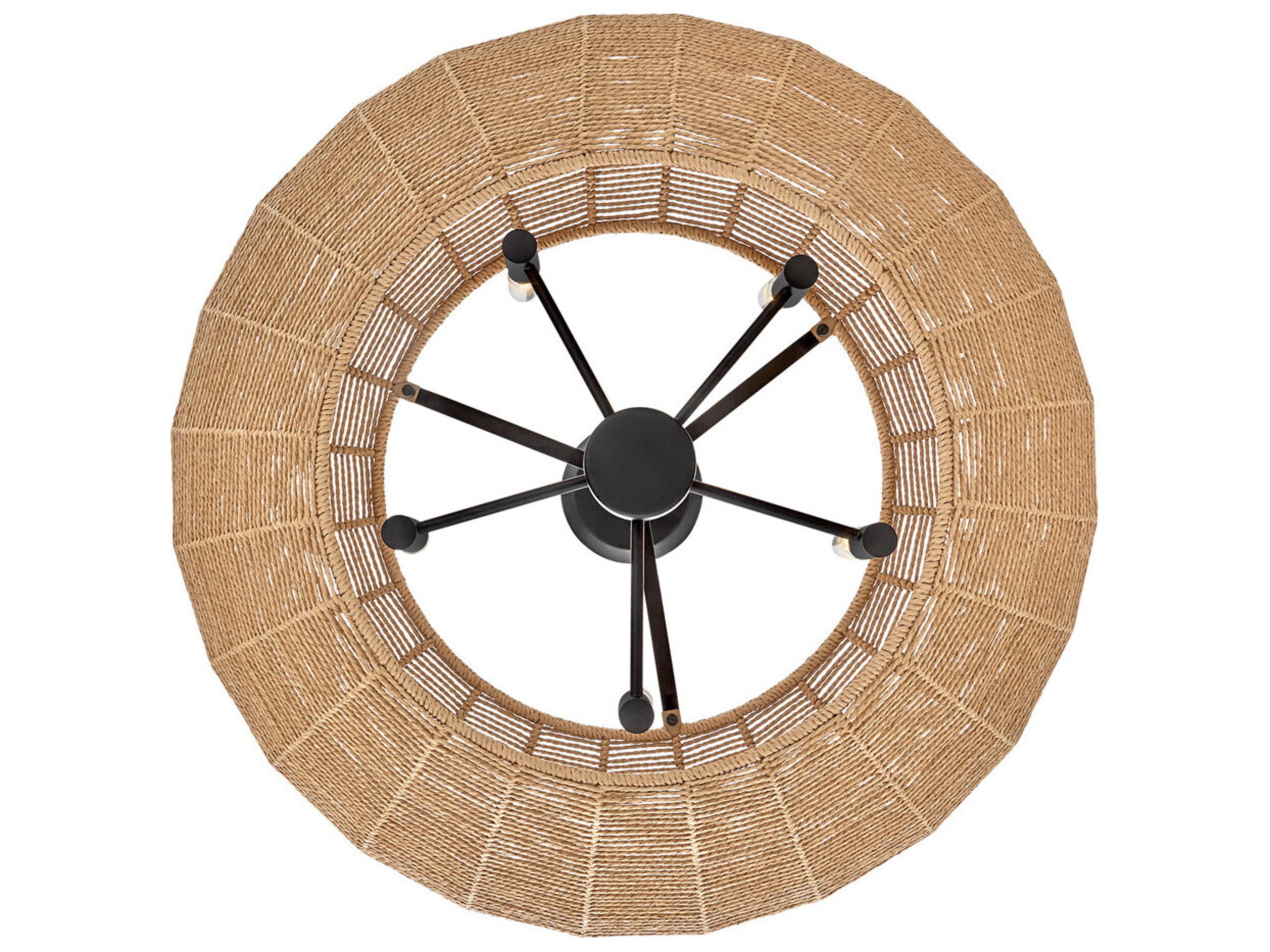 Hinkley Luca 5-Light Black Camel Rattan Candelabra Chandelier